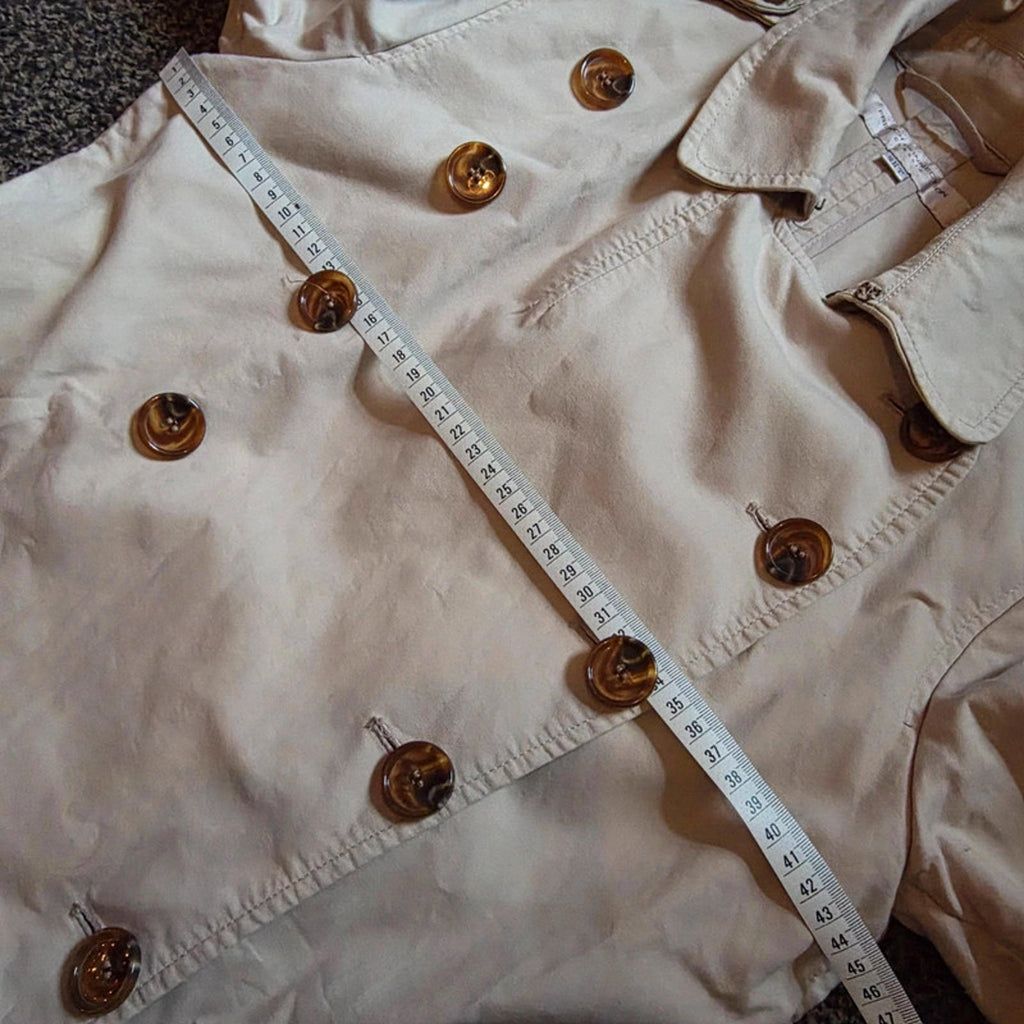 French Connection Classic Beige Trench Coat Double Breasted Size 10 Smart Casual