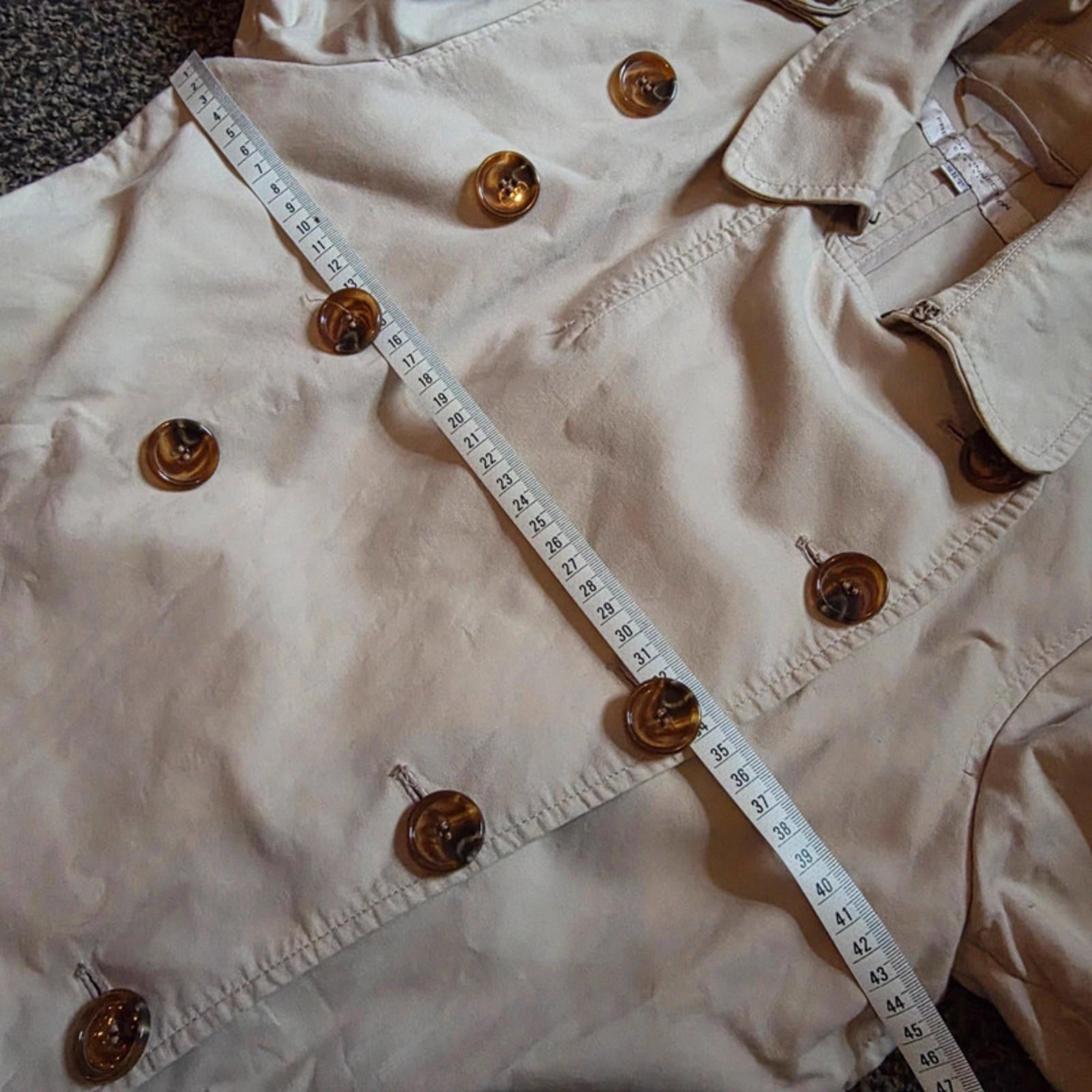 French Connection Classic Beige Trench Coat Double Breasted Size 10 Smart Casual