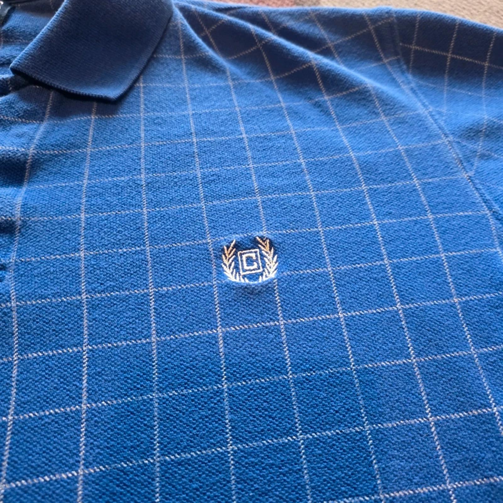 Chaps Ralph Lauren Polo Shirt Mens L Blue Check Short Sleeve Cotton Logo Casual