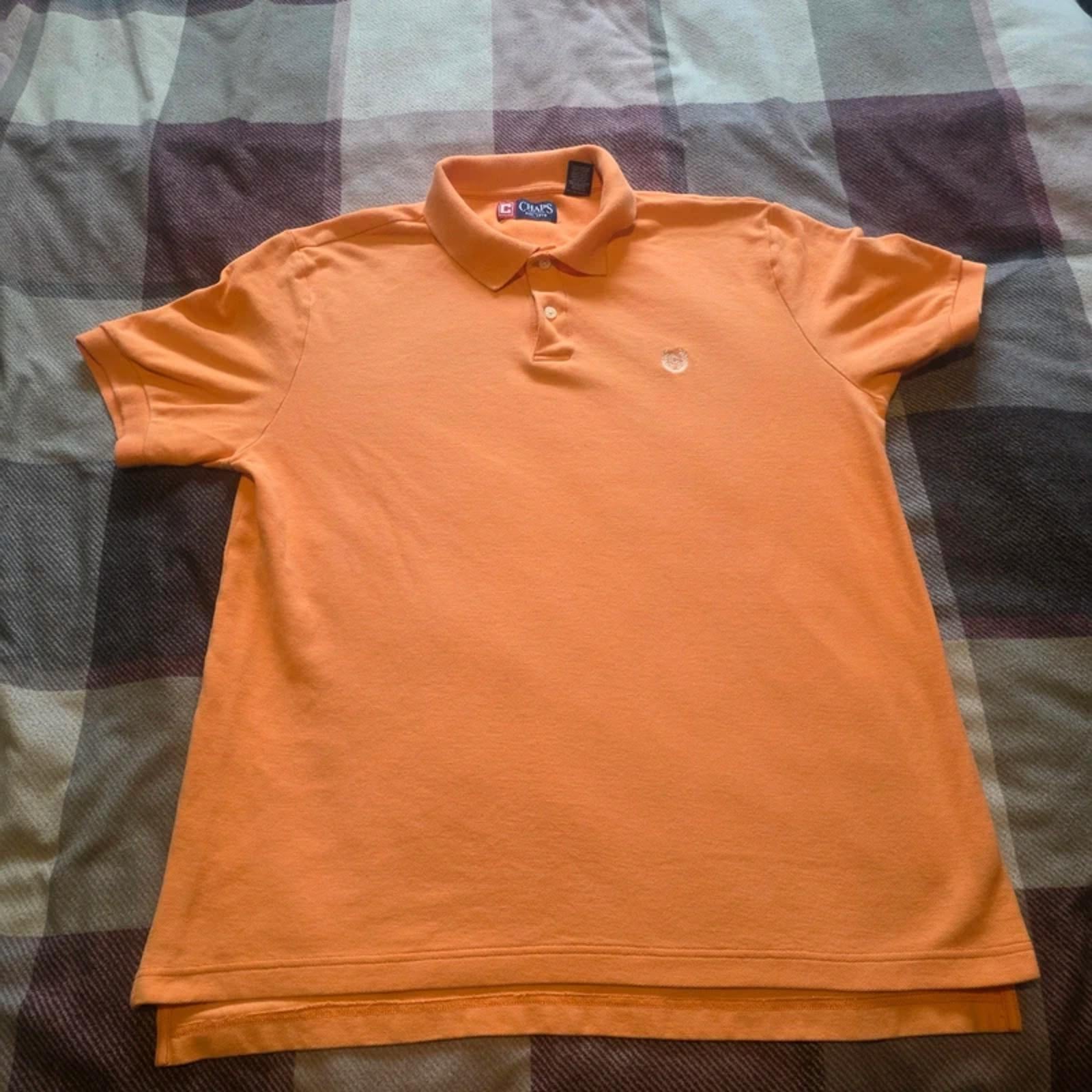Chaps Ralph Lauren Polo Shirt Mens Large Orange Cotton Short Sleeve Preppy Golf