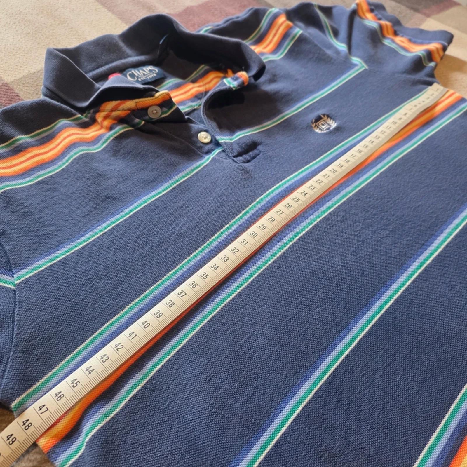 Chaps Ralph Lauren Polo Shirt Mens Small Navy Striped Cotton Short Sleeve Preppy