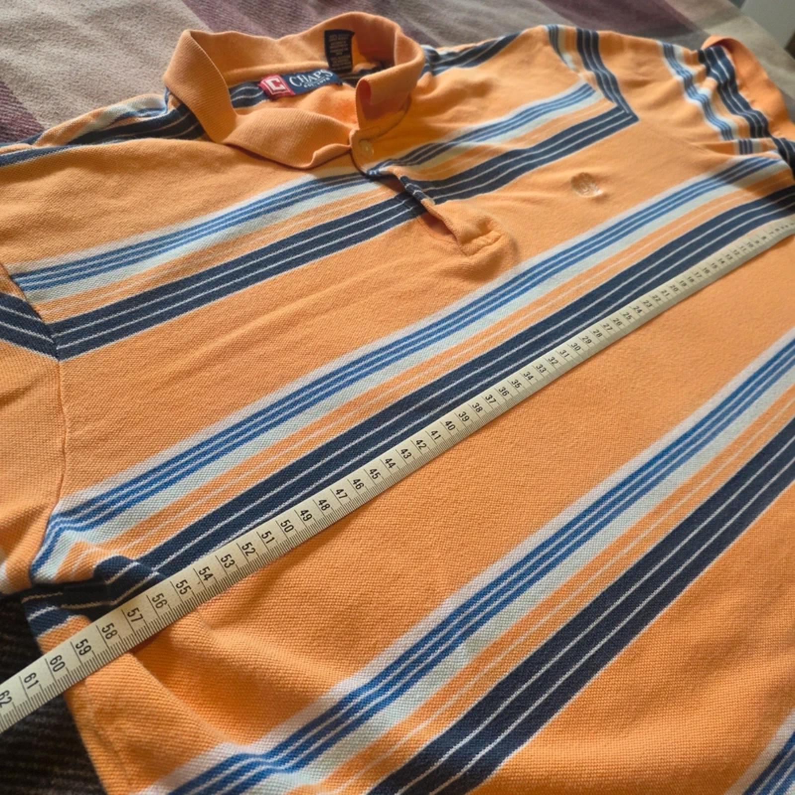 Chaps Ralph Lauren Polo Shirt XL Orange Striped Cotton Mens Short Sleeve