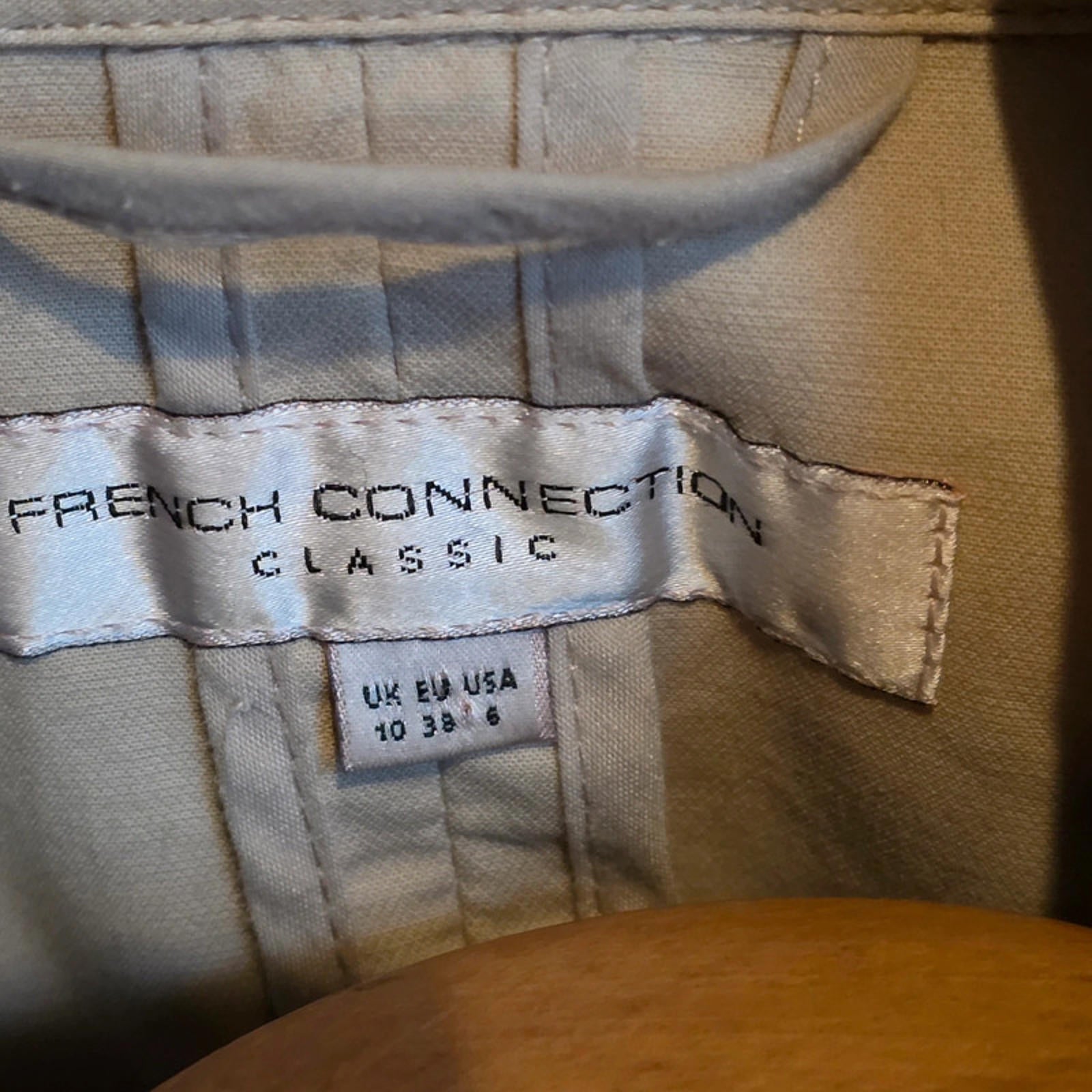 French Connection Classic Beige Trench Coat Double Breasted Size 10 Smart Casual