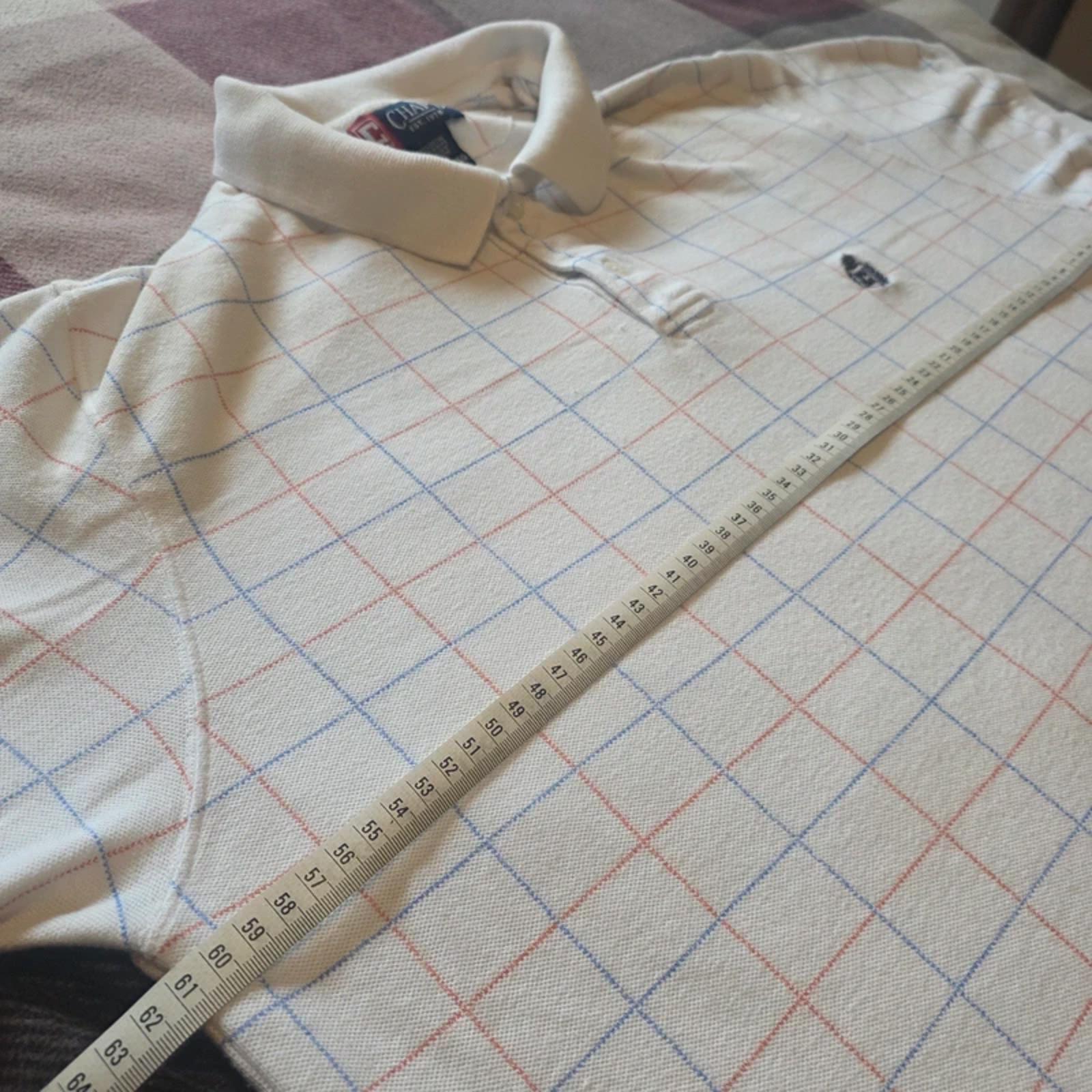 Chaps Ralph Lauren Polo Shirt Mens XL White Check Cotton Short Sleeve Preppy