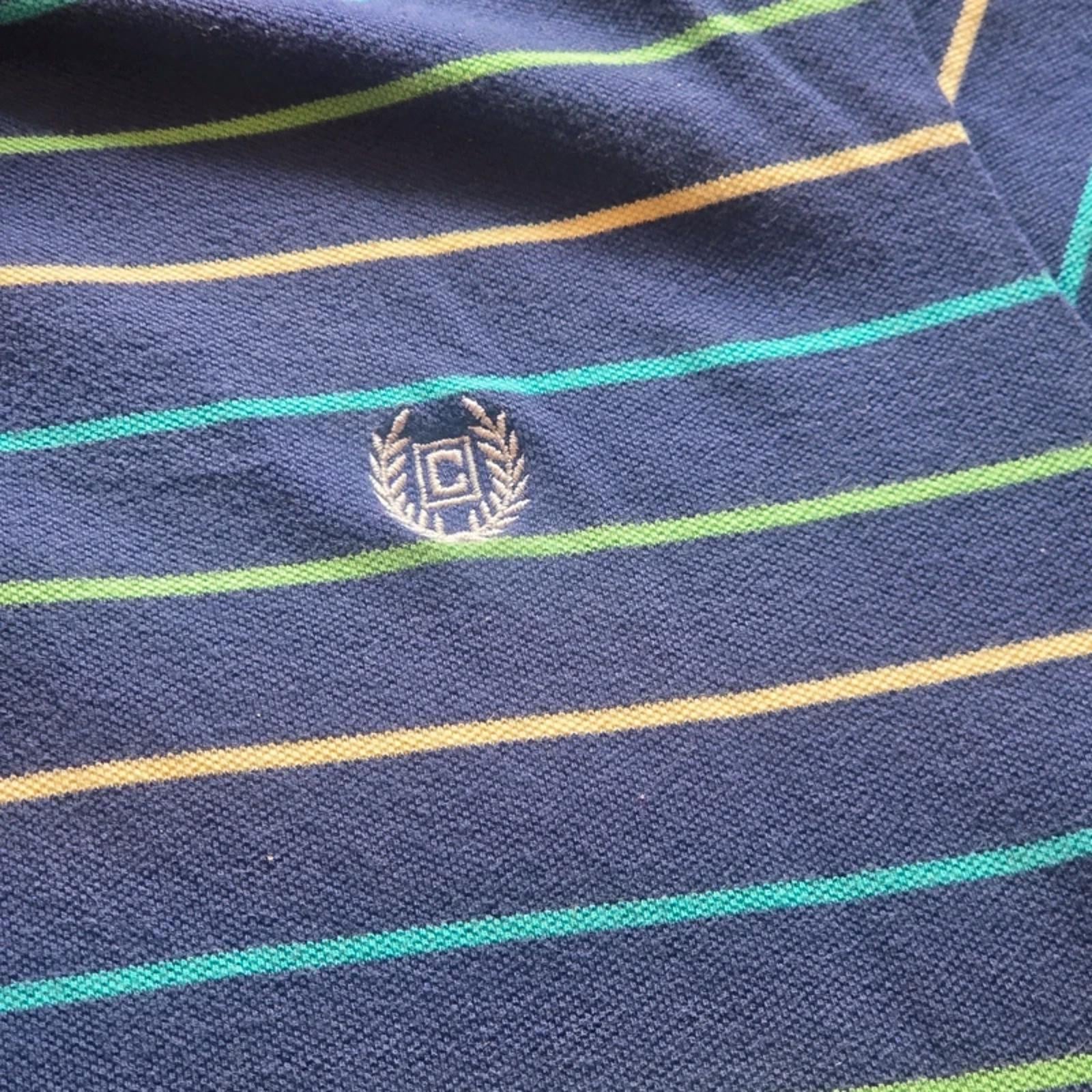 Chaps Ralph Lauren Polo Shirt XL Blue Striped Cotton Short Sleeve Classic Fit