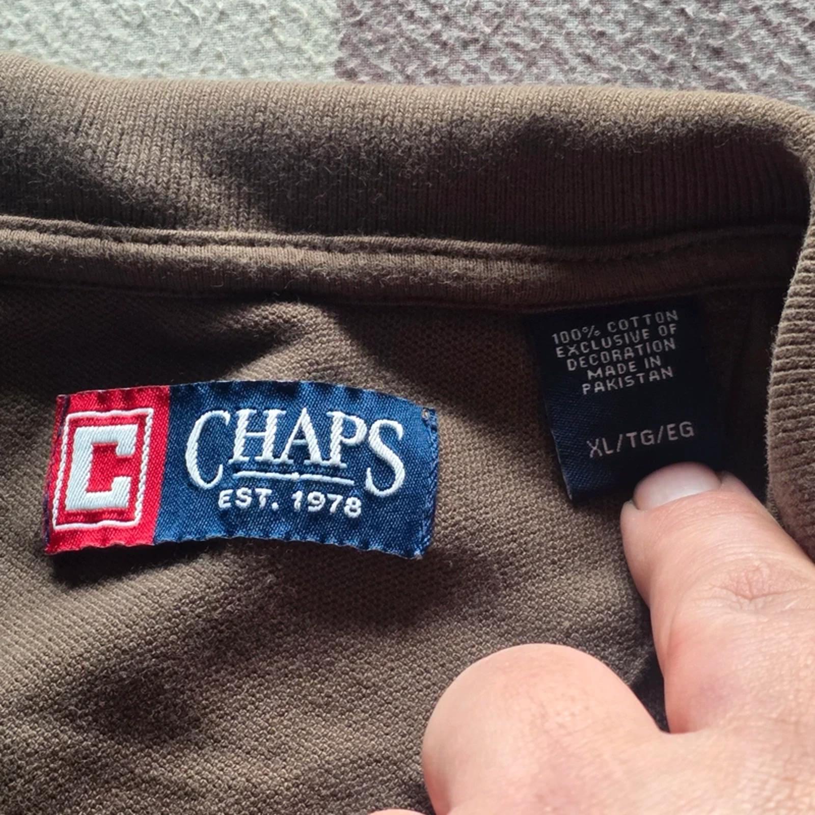 Chaps Ralph Lauren Polo Shirt XL Brown Cotton Classic Logo Short Sleeve Mens