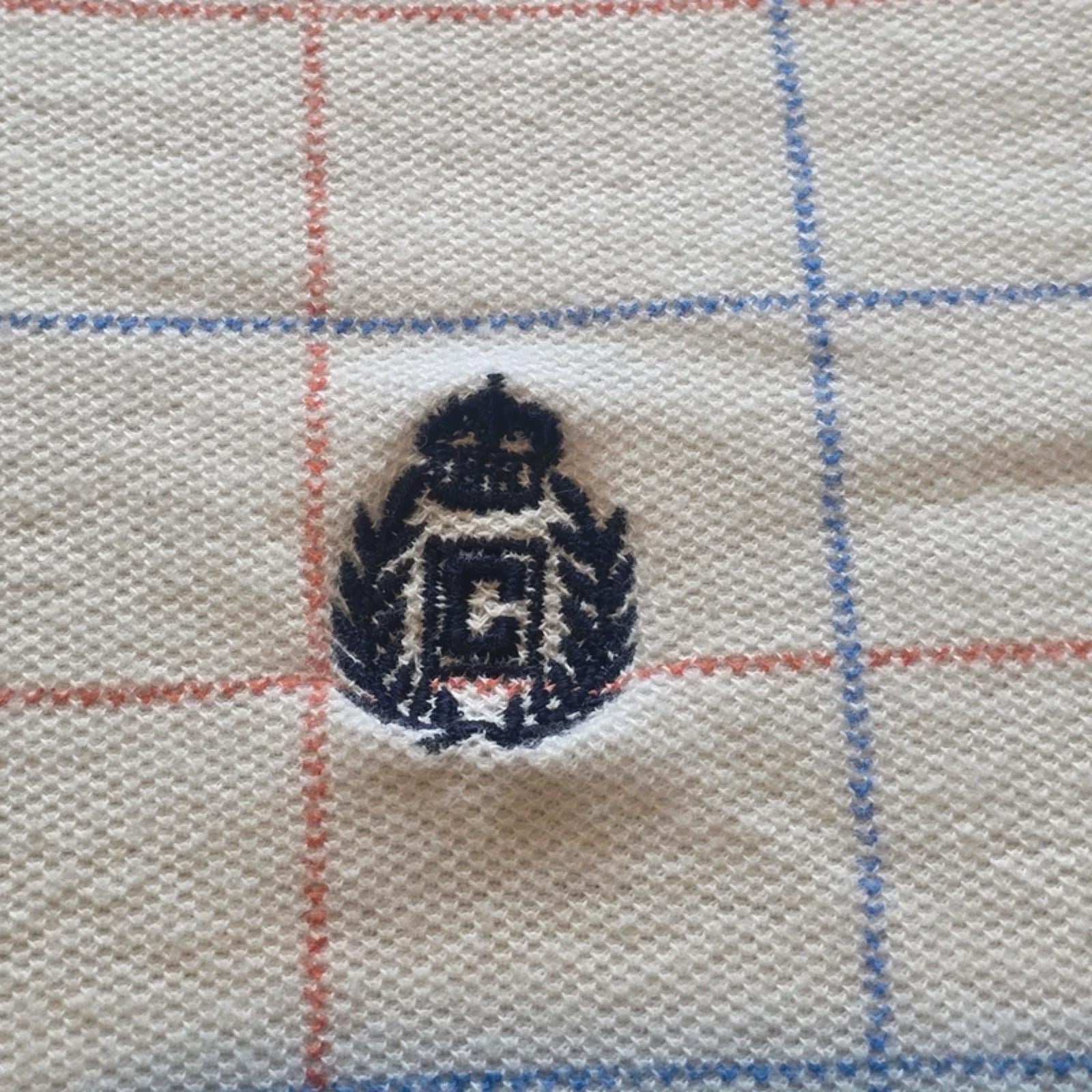 Chaps Ralph Lauren Polo Shirt Mens XL White Check Cotton Short Sleeve Preppy