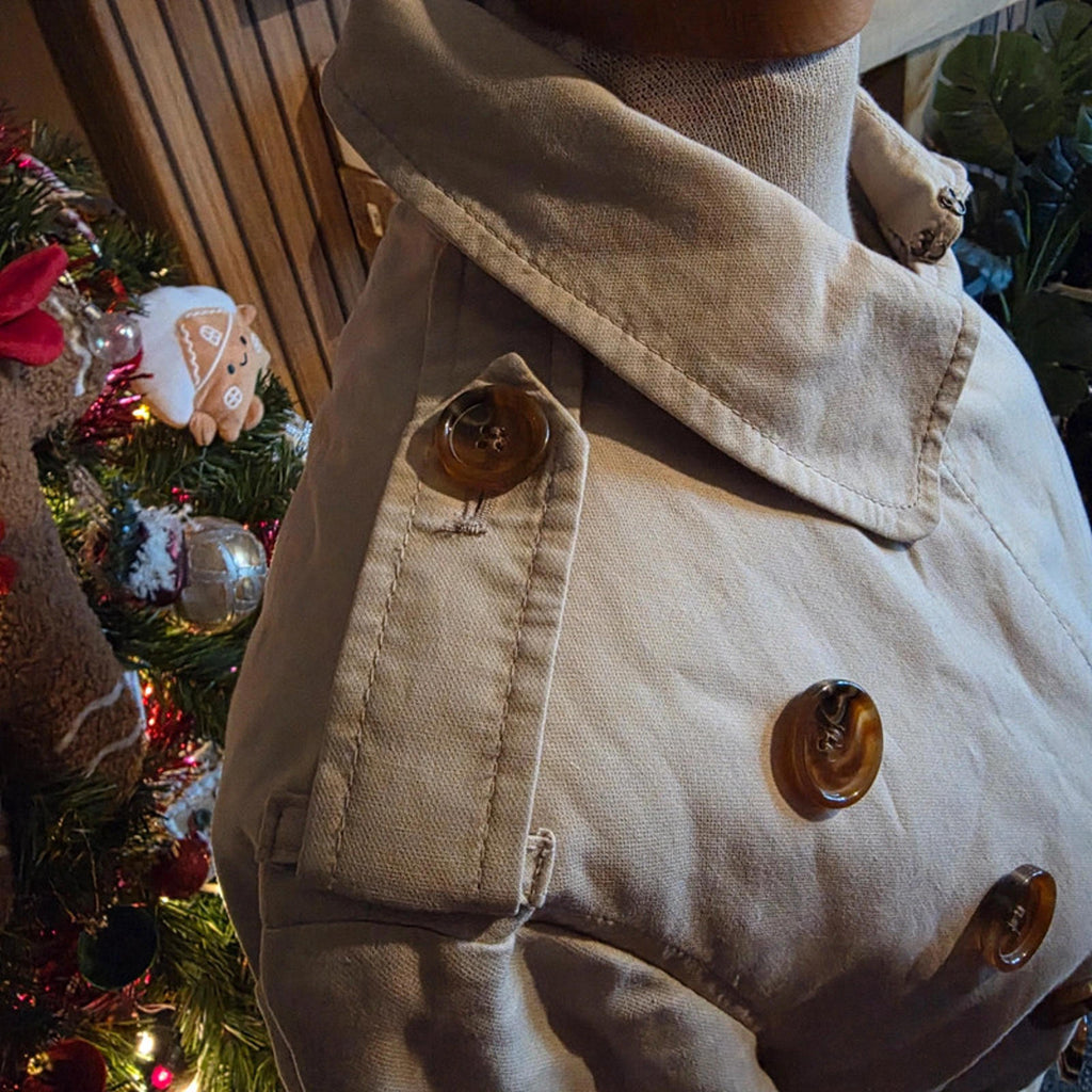 French Connection Classic Beige Trench Coat Double Breasted Size 10 Smart Casual