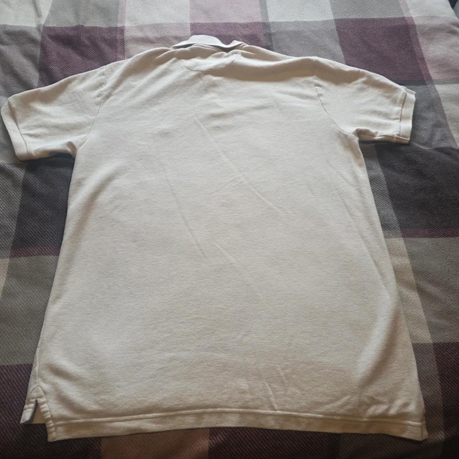 Chaps Polo Shirt Mens Large Cream off white Short Sleeve Cotton Classic Logo L