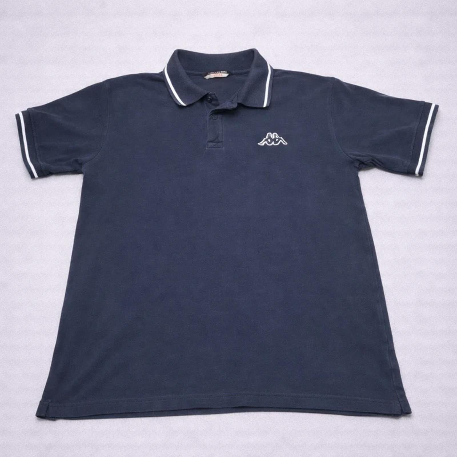 Kappa Navy Polo Shirt Large L Mens Cotton Classic Logo Short Sleeve
