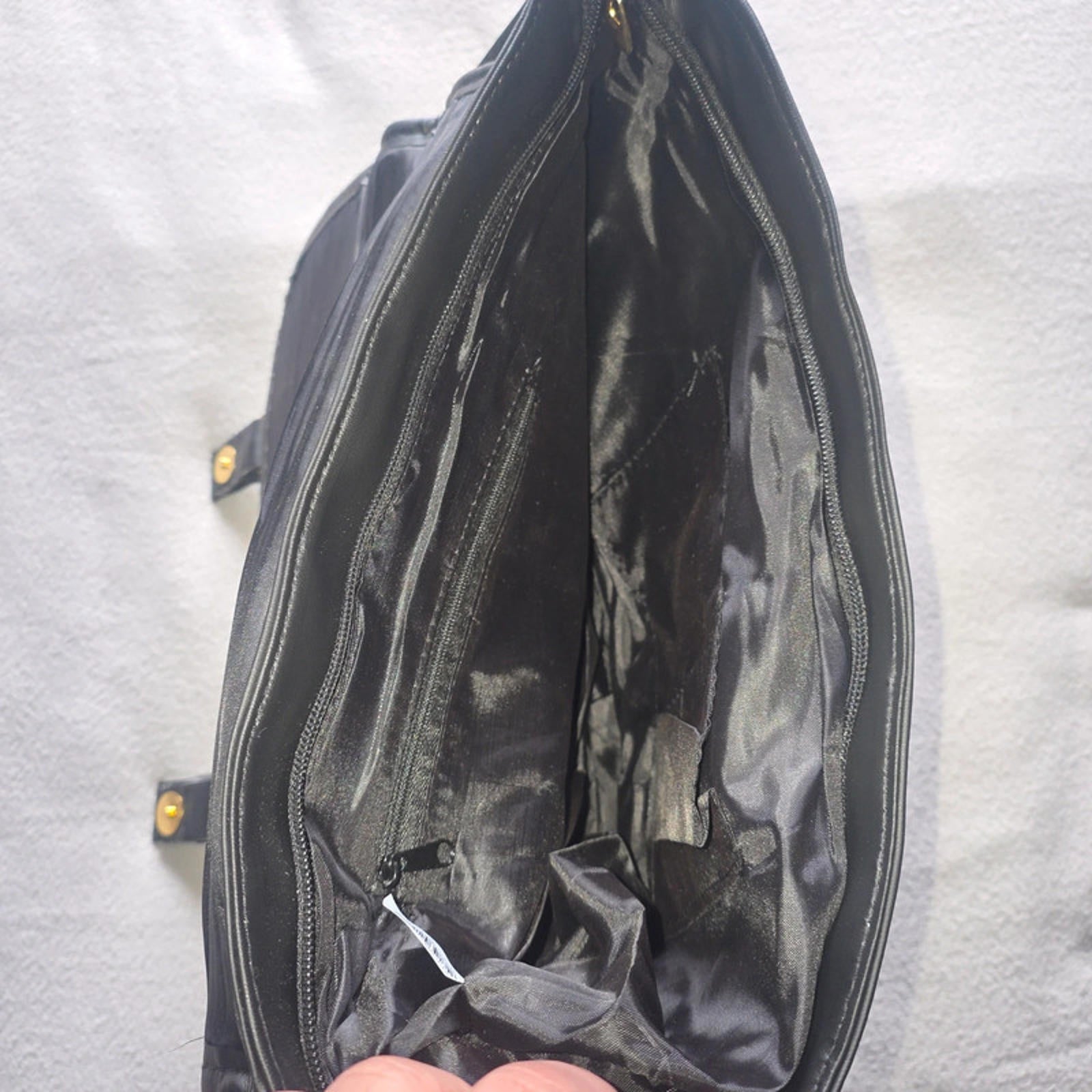 Black Leather Patchwork Messenger Bag Gold Hardware Vintage Style Crossbody