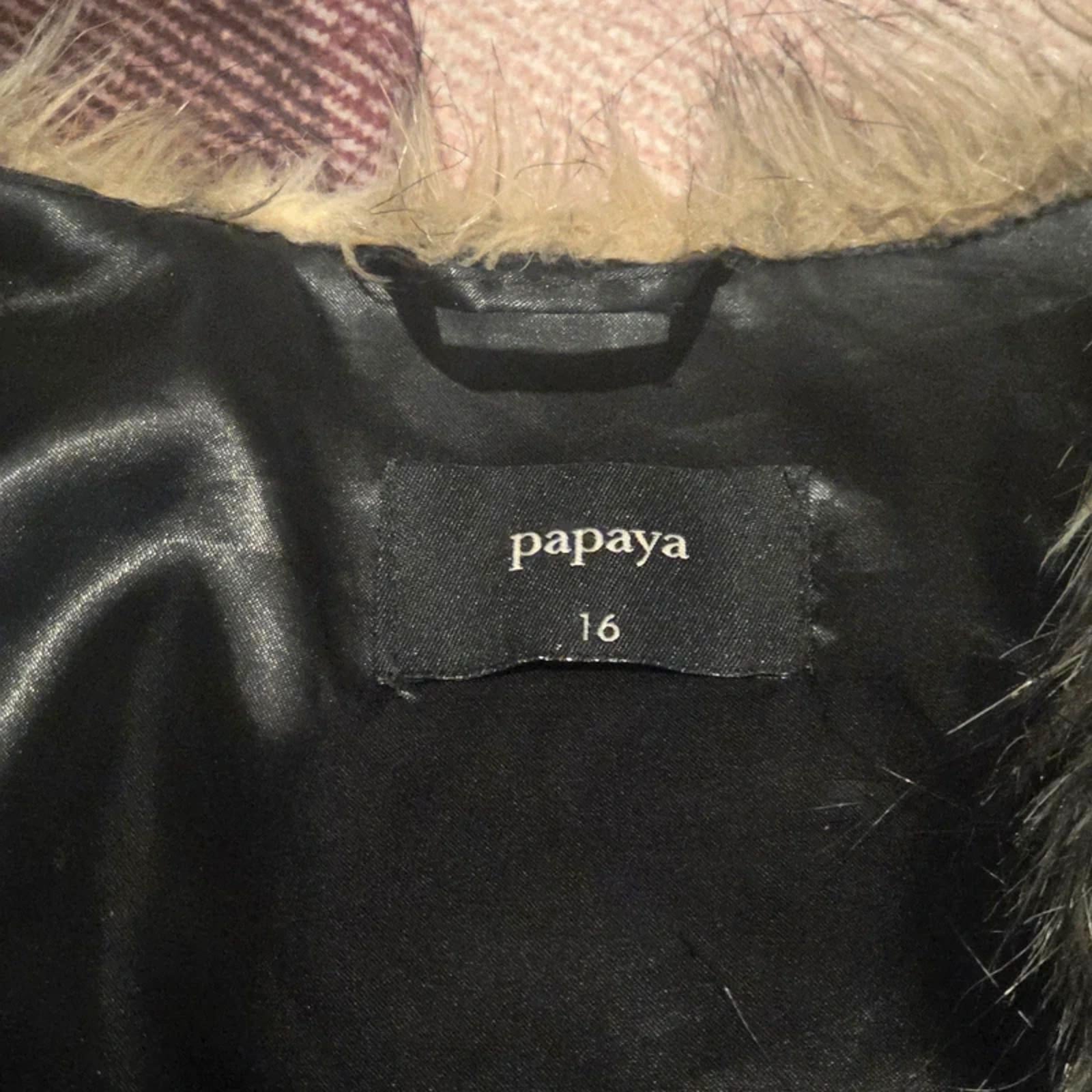 Womens Faux Fur Gilet Size 16 Papaya Brown Black Sleeveless Vest Coat