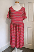 George Red and Black Geometric Pattern Dress, UK 16