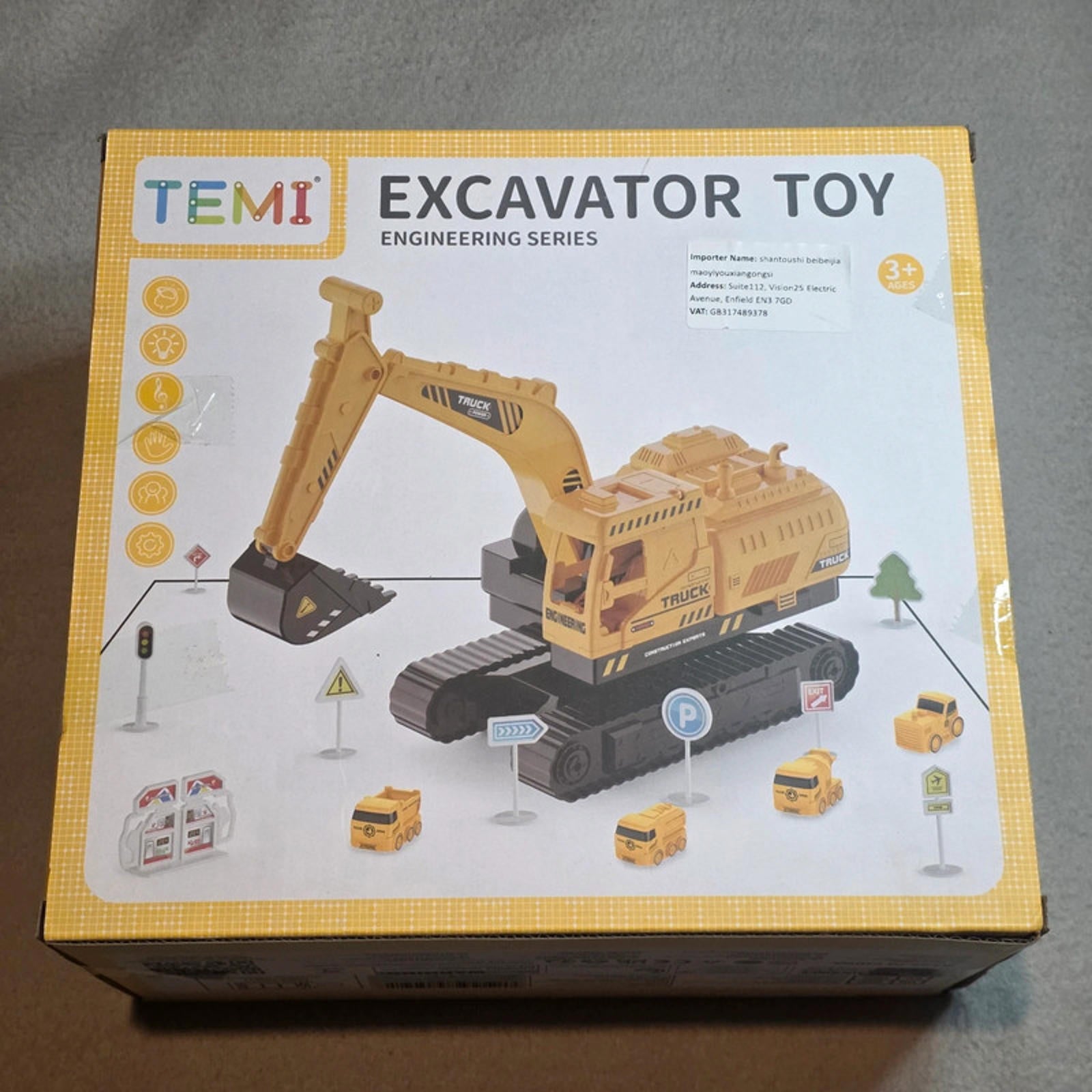 TEMI Construction Excavator Toy Crane Track Set Engineering Series Kids Age 3+