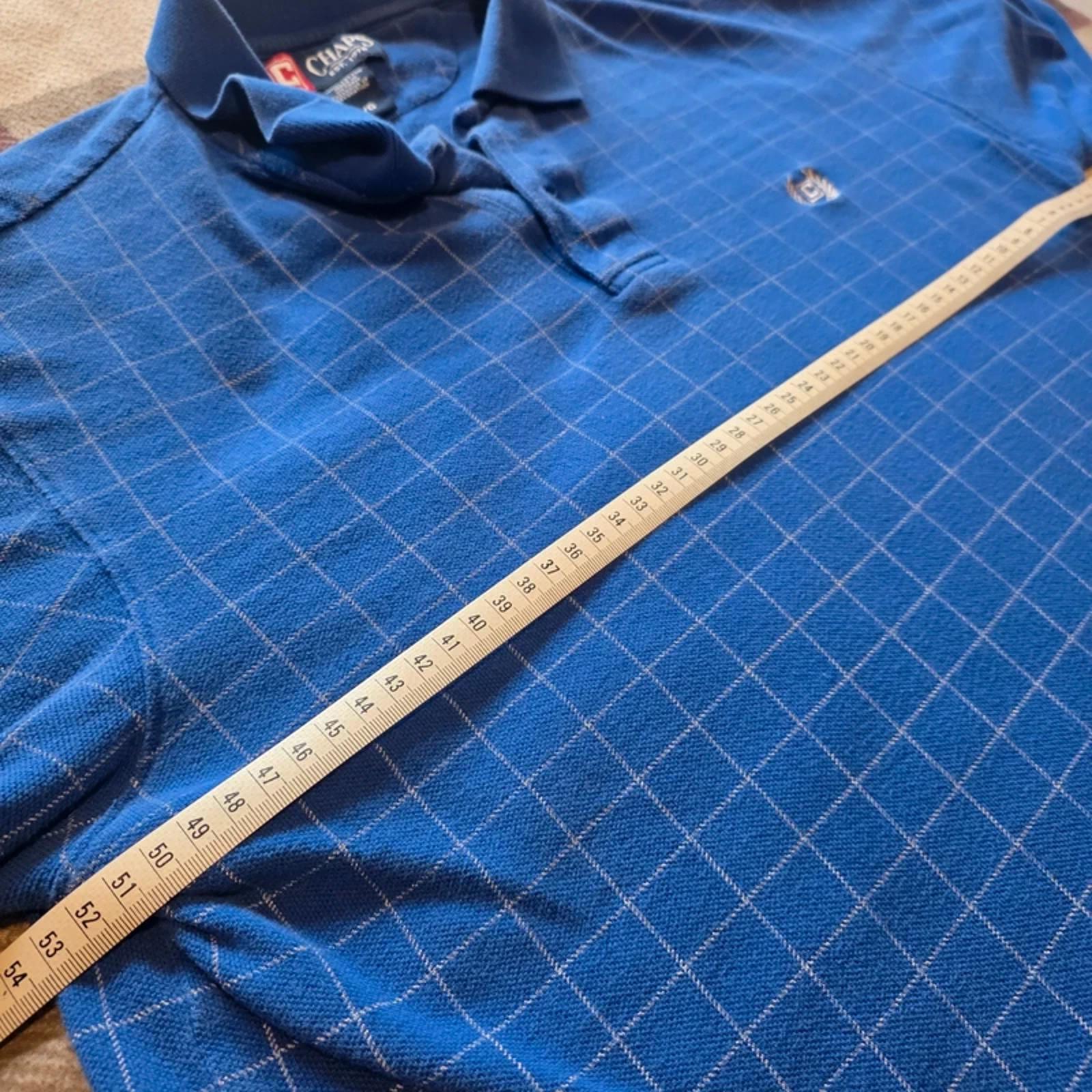 Chaps Ralph Lauren Polo Shirt Mens L Blue Check Short Sleeve Cotton Logo Casual