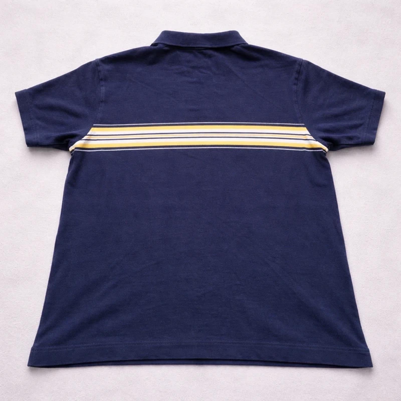 Nautica Polo Shirt Navy Striped Logo – Size L – Cotton Vintage