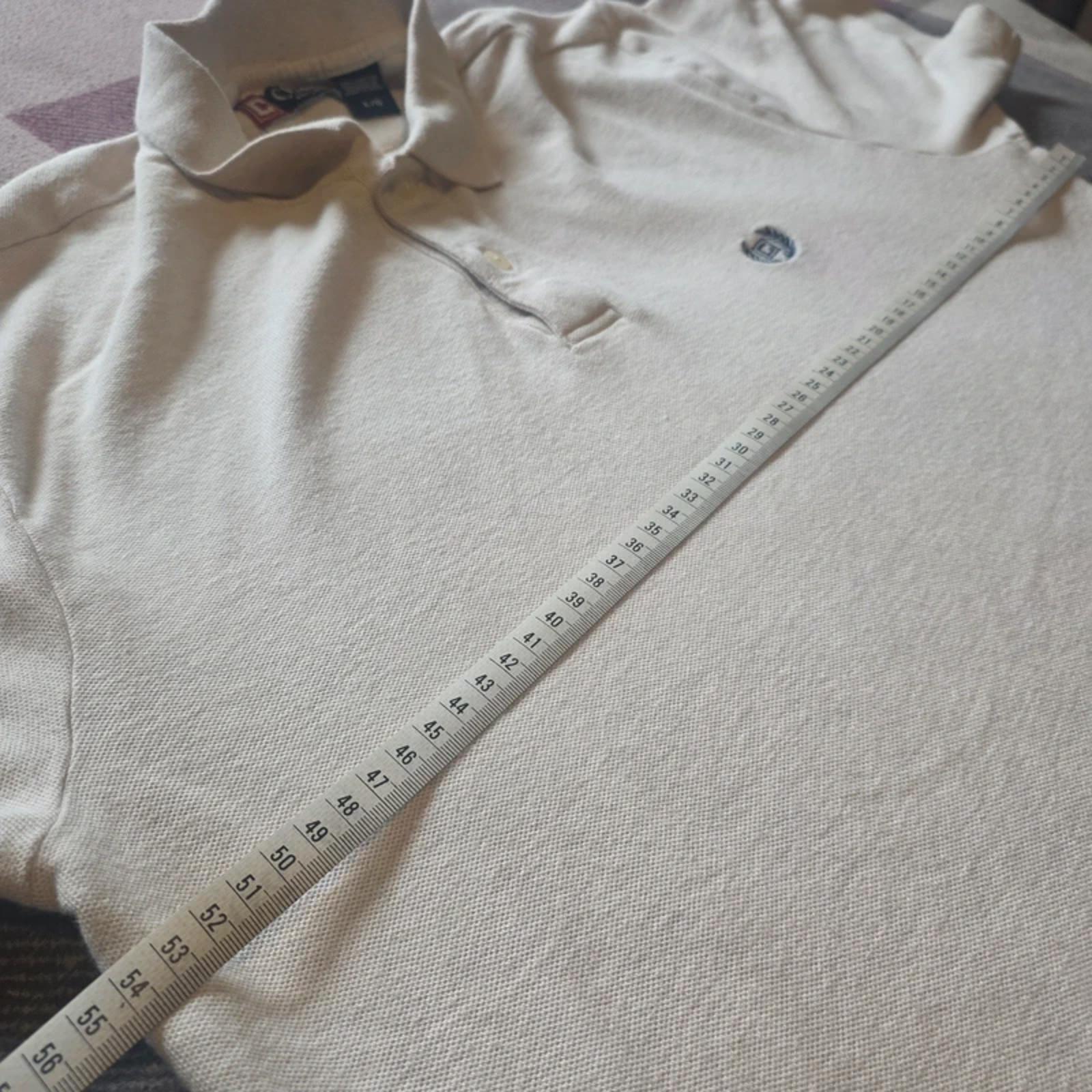 Chaps Polo Shirt Mens Large Cream off white Short Sleeve Cotton Classic Logo L