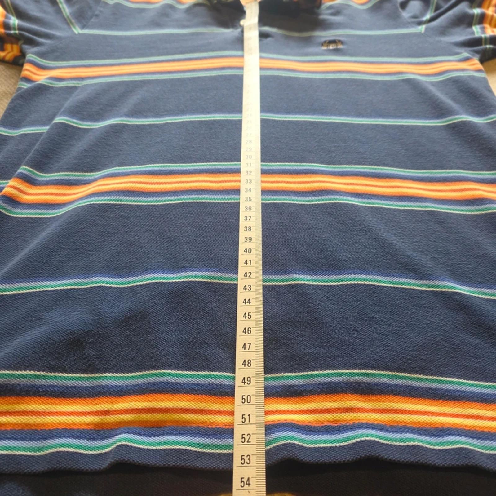 Chaps Ralph Lauren Polo Shirt Mens Small Navy Striped Cotton Short Sleeve Preppy