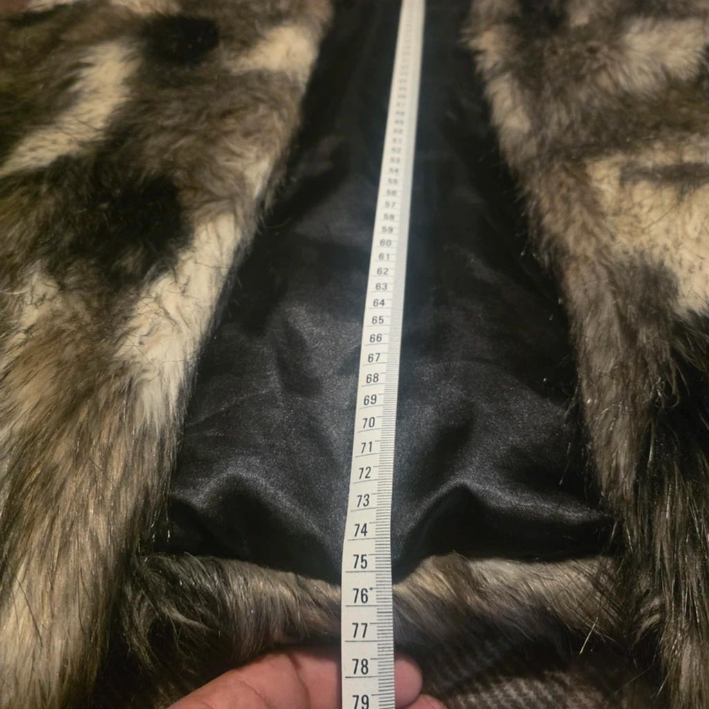 Womens Faux Fur Gilet Size 16 Papaya Brown Black Sleeveless Vest Coat