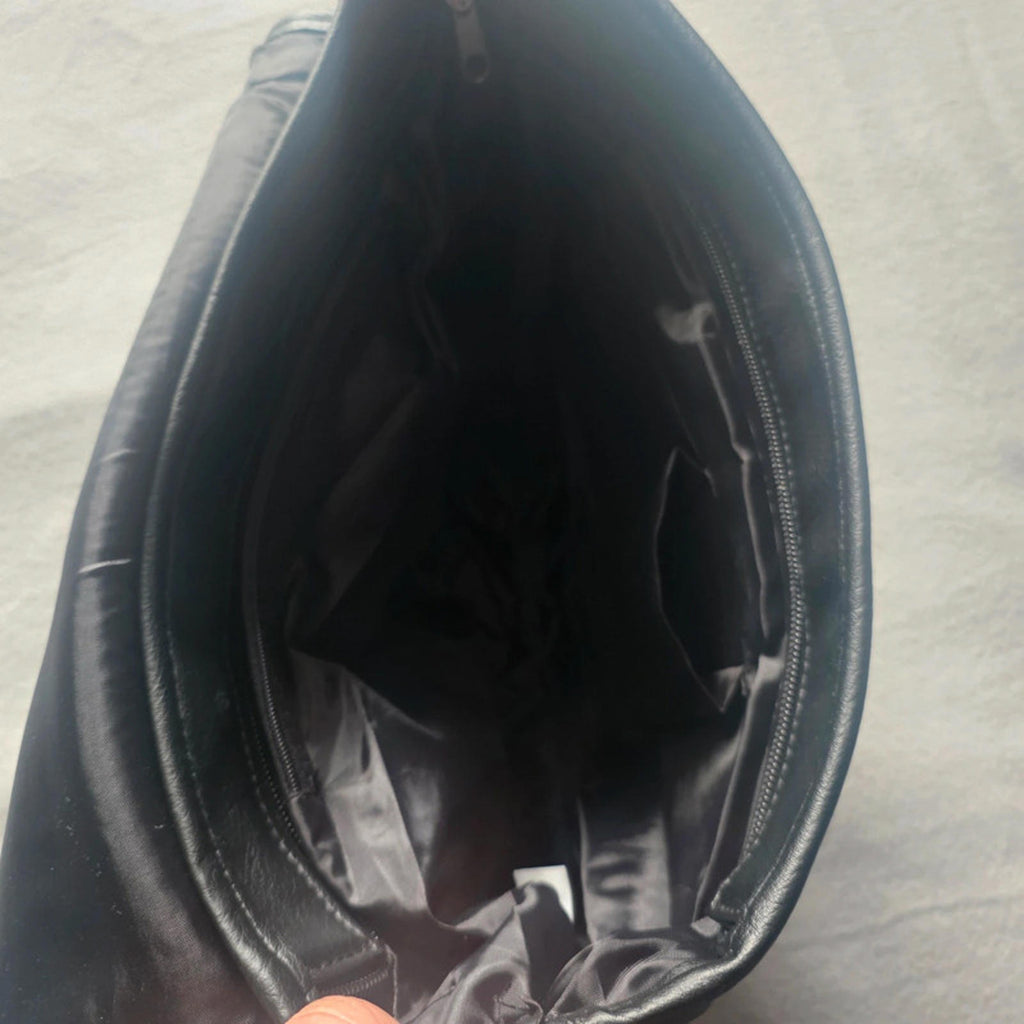 Black Faux Leather Messenger Bag Cross Body Satchel 2 Front Pockets Adjustable