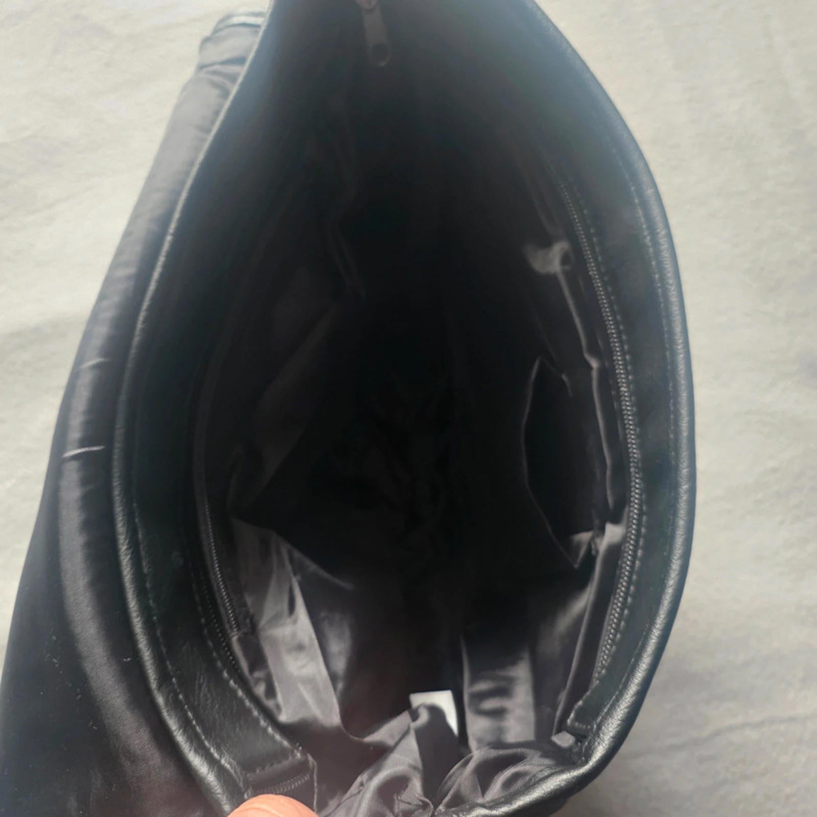 Black Faux Leather Messenger Bag Cross Body Satchel 2 Front Pockets Adjustable