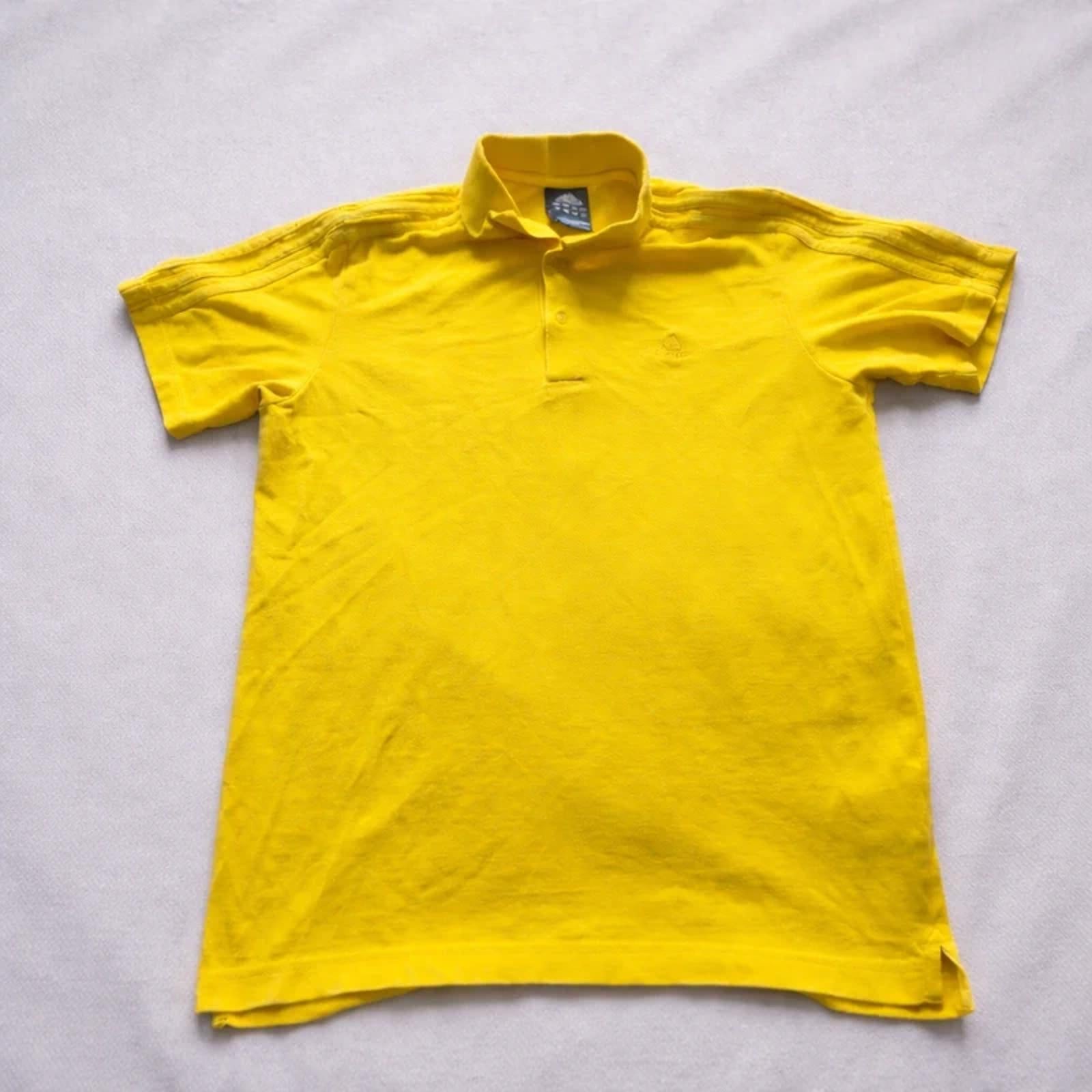 Adidas Clima365 Yellow Polo Shirt Mens M Logo Golf Tennis Casual Summer