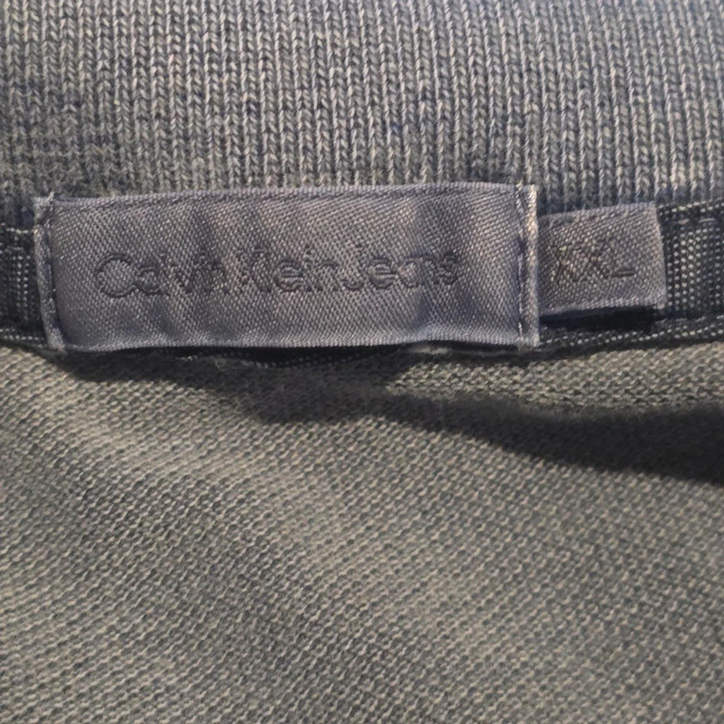 Calvin Klein Jeans Polo Shirt XXL Grey Washed Cotton Short Sleeve CK Logo