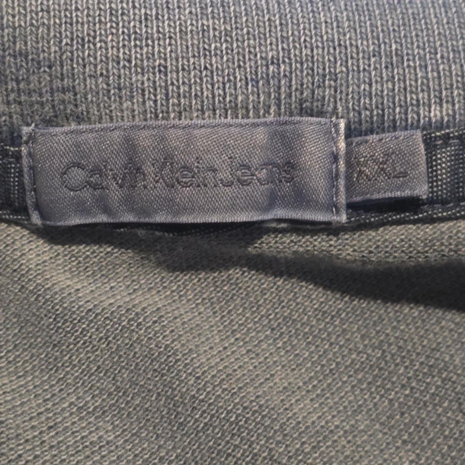 Calvin Klein Jeans Polo Shirt XXL Grey Washed Cotton Short Sleeve CK Logo