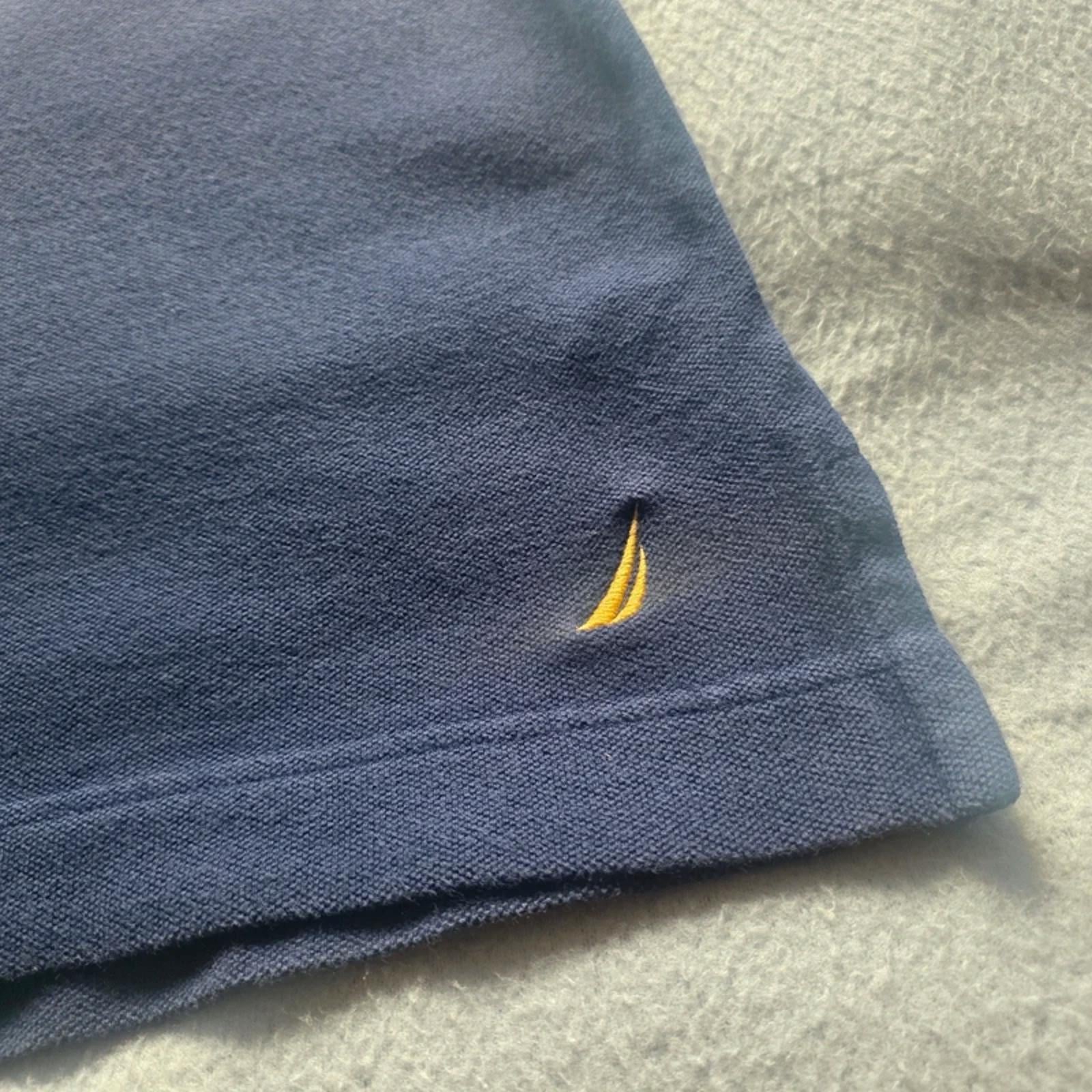 Nautica Polo Shirt Navy Striped Logo – Size L – Cotton Vintage