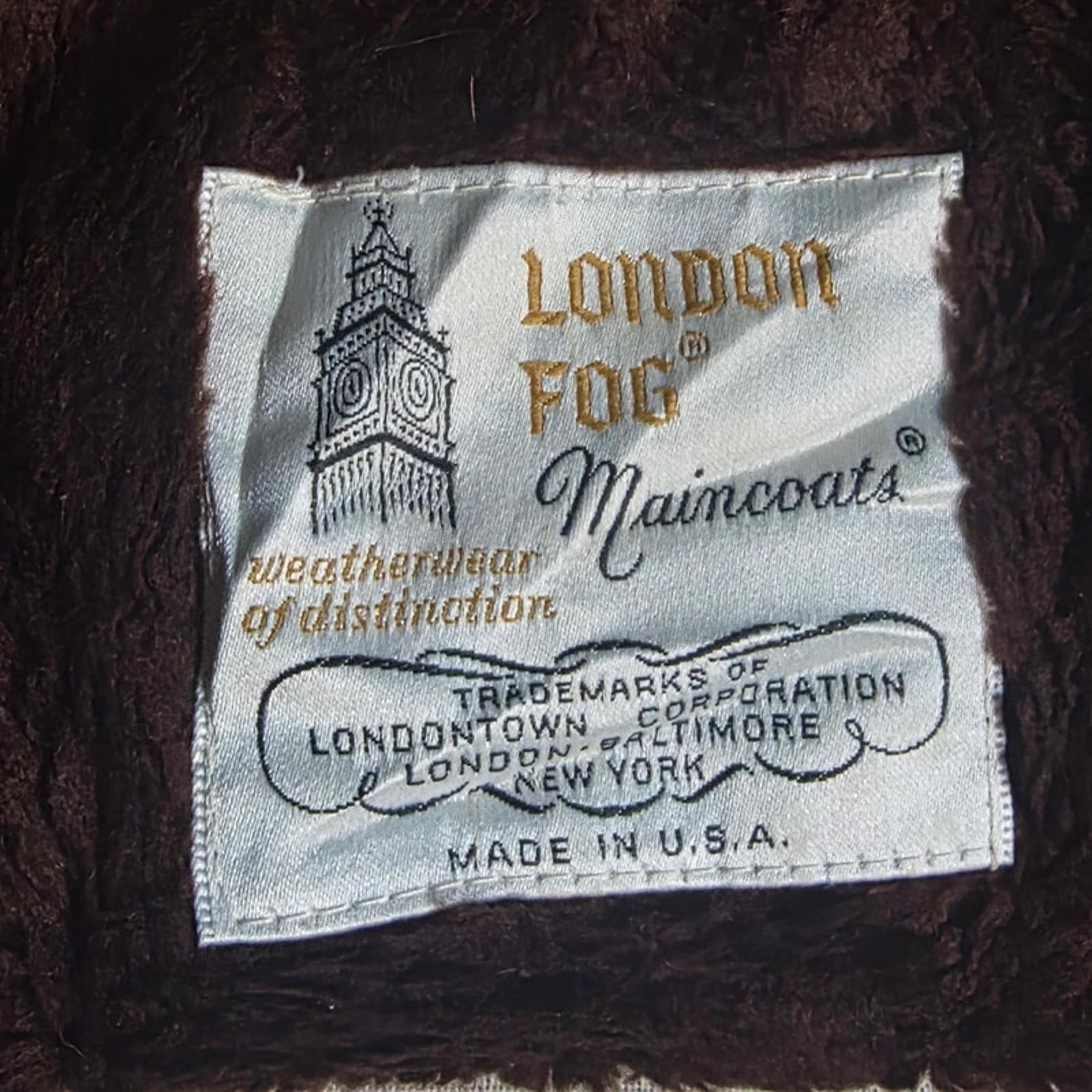 Vintage London Fog Maincoats Beige Raincoat Trench Coat Long Lined USA Made
