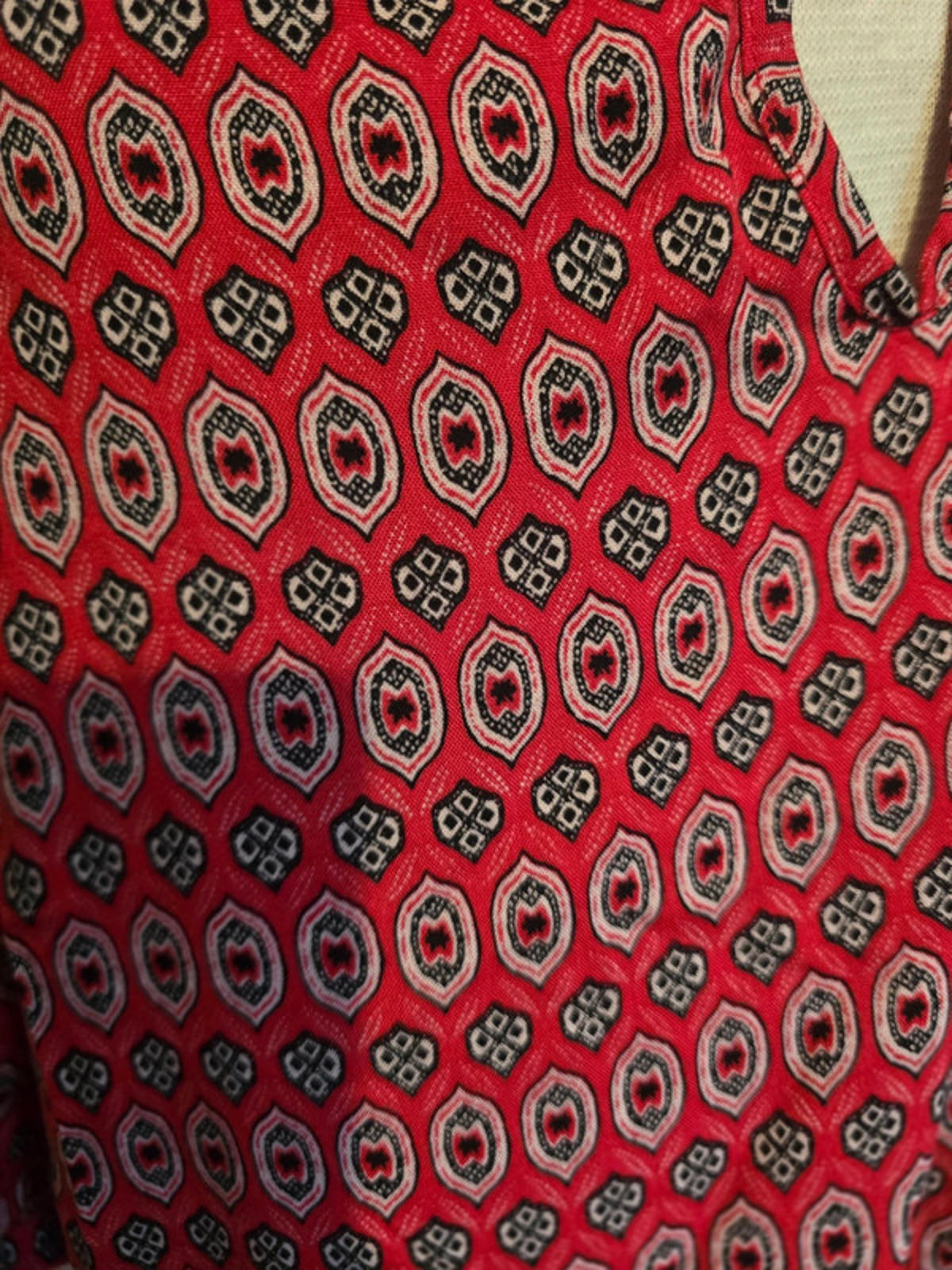 George Red and Black Geometric Pattern Dress, UK 16