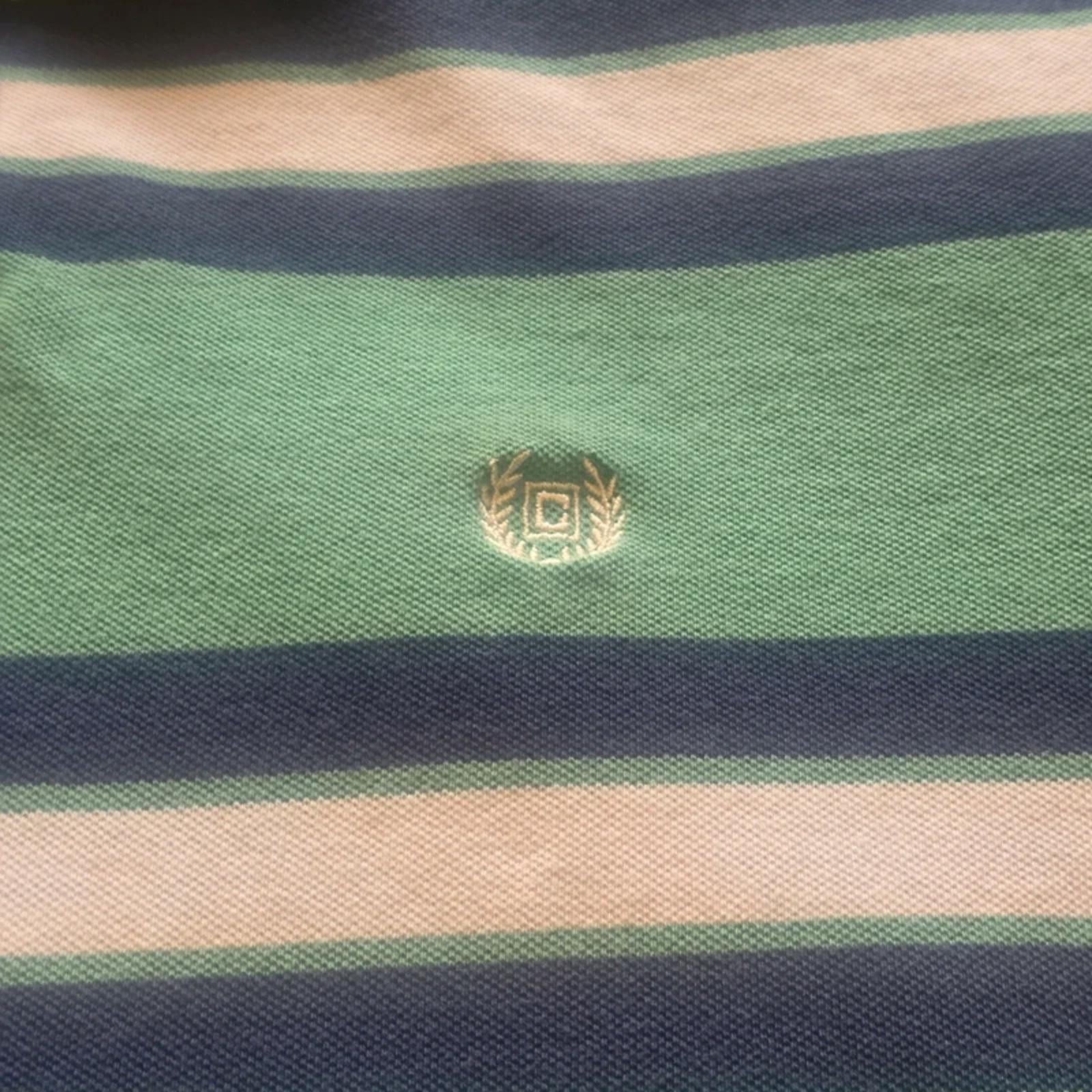Chaps Ralph Lauren Polo Shirt XXL Green Striped Cotton Mens Short Sleeve