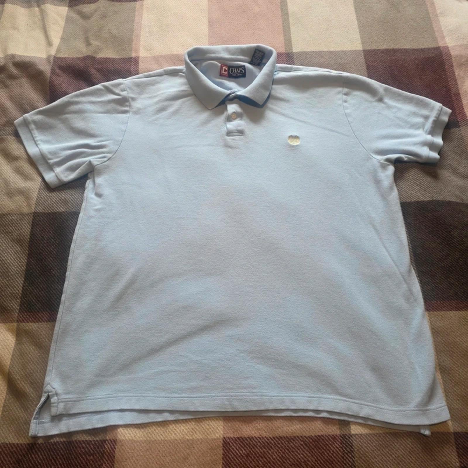 Chaps Ralph Lauren Polo Shirt XL Light Blue Cotton Short Sleeve Classic Logo