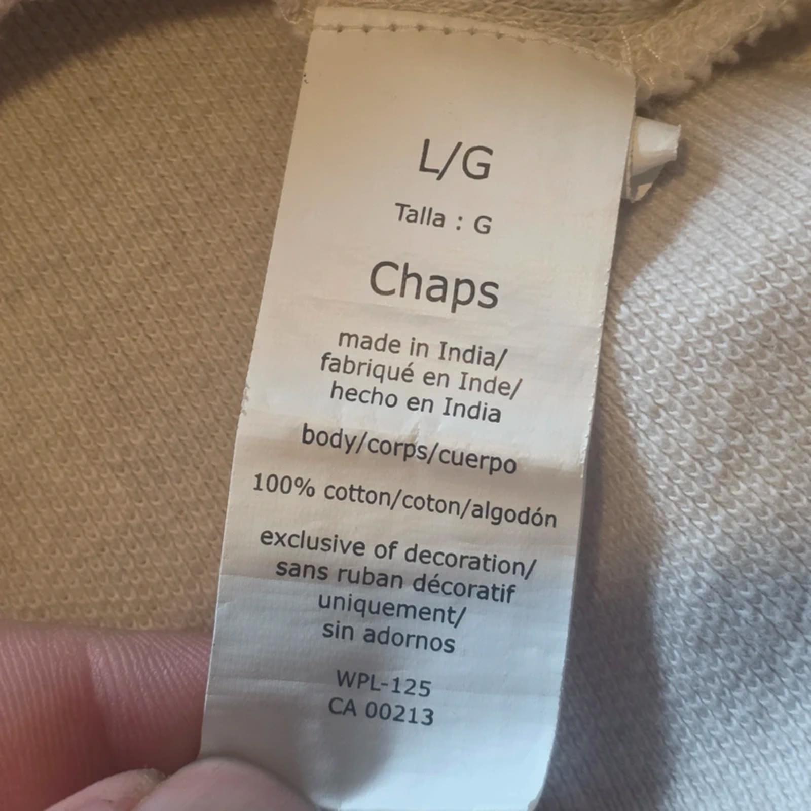 Chaps Polo Shirt Mens Large Cream off white Short Sleeve Cotton Classic Logo L