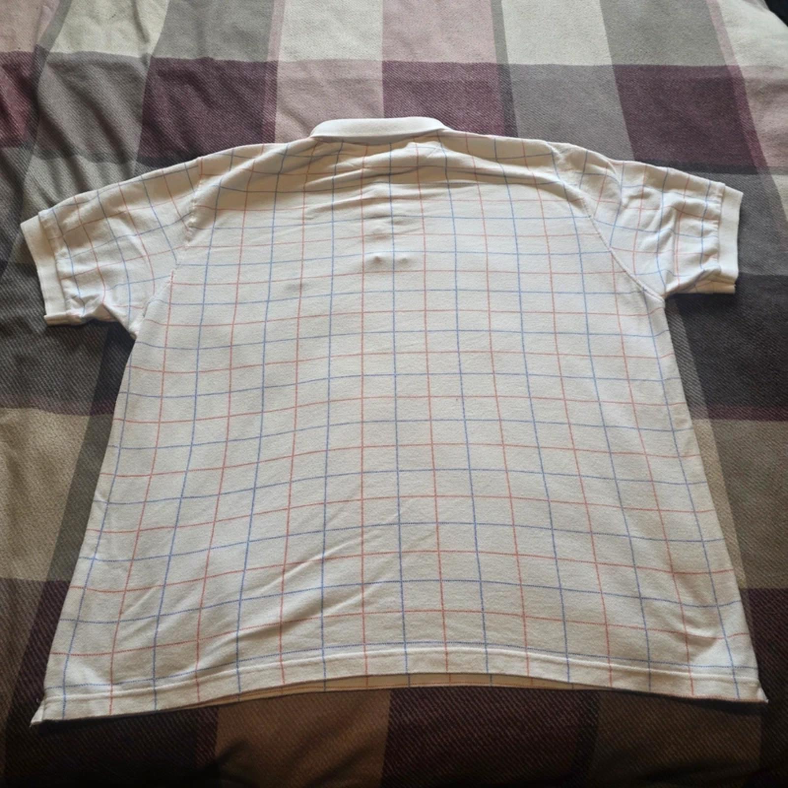 Chaps Ralph Lauren Polo Shirt Mens XL White Check Cotton Short Sleeve Preppy