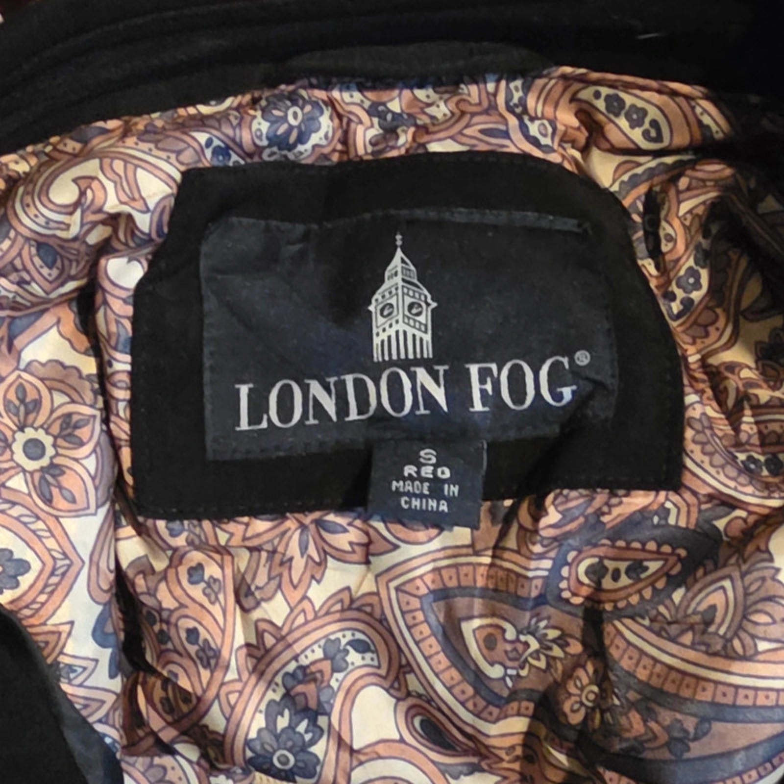 London Fog Black Trench Coat Size S Women's Lined Classic Raincoat Button Front