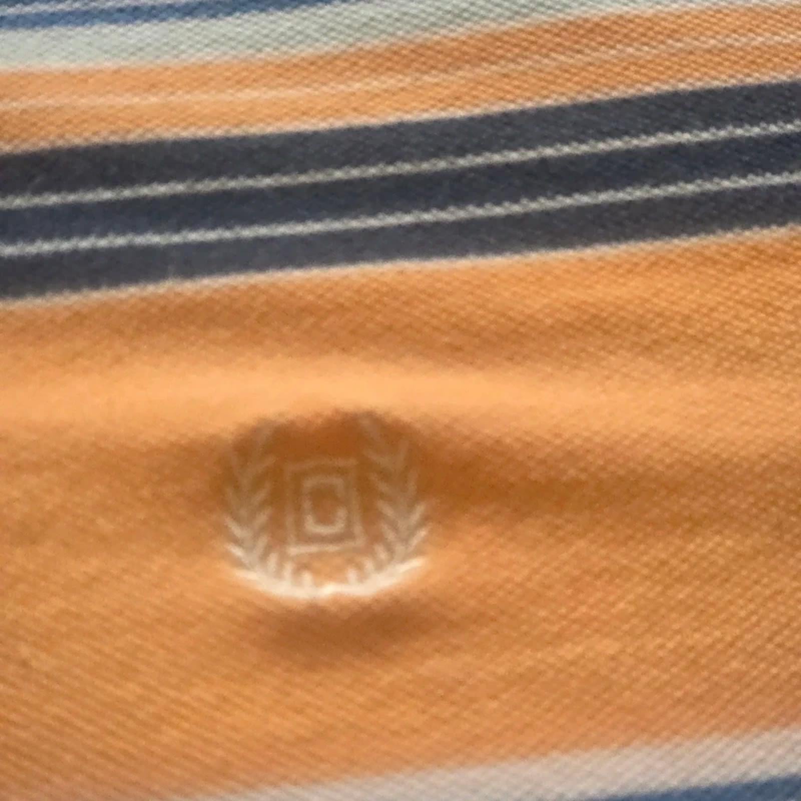 Chaps Ralph Lauren Polo Shirt XL Orange Striped Cotton Mens Short Sleeve
