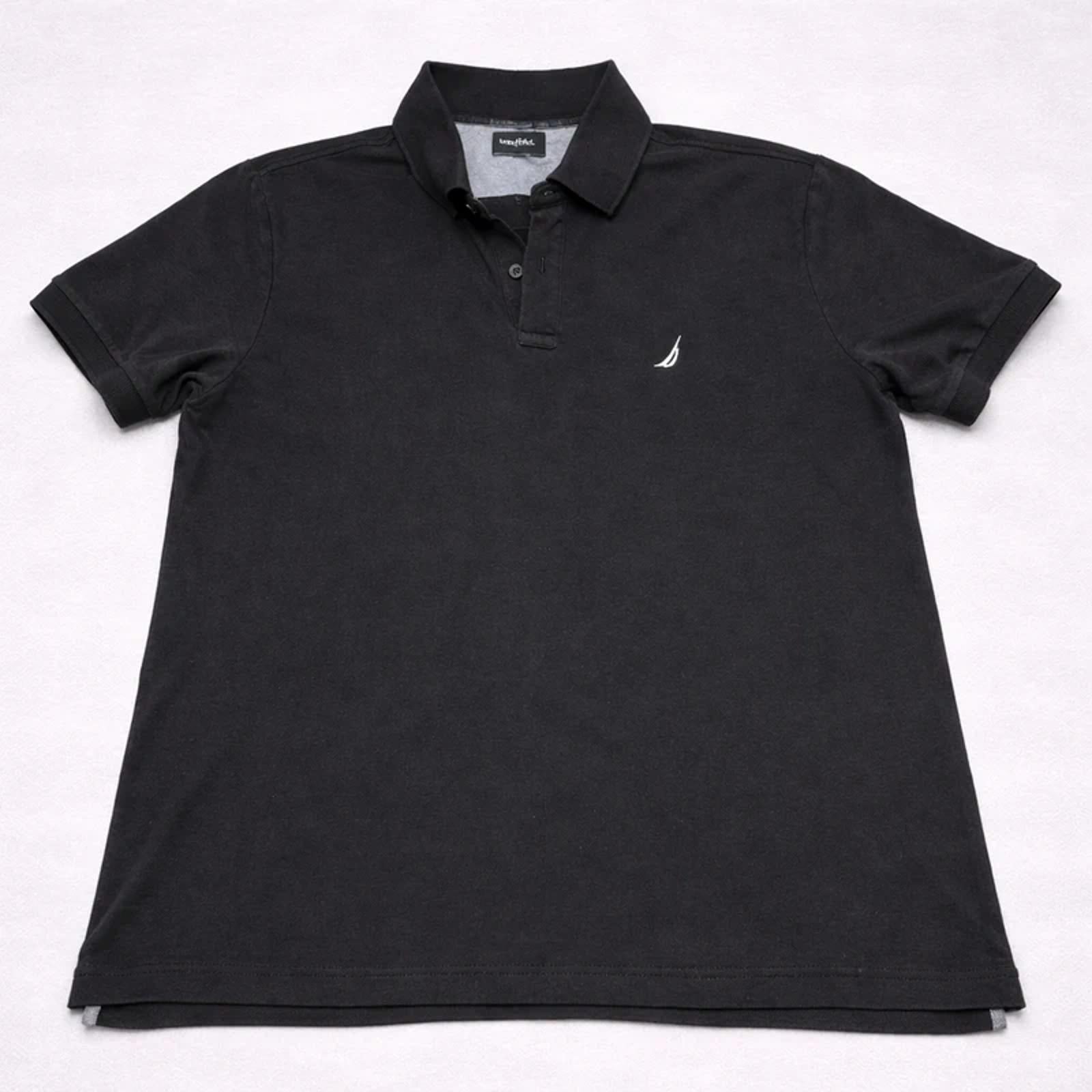 Nautica Polo Shirt XL Black 100% Cotton Classic Fit