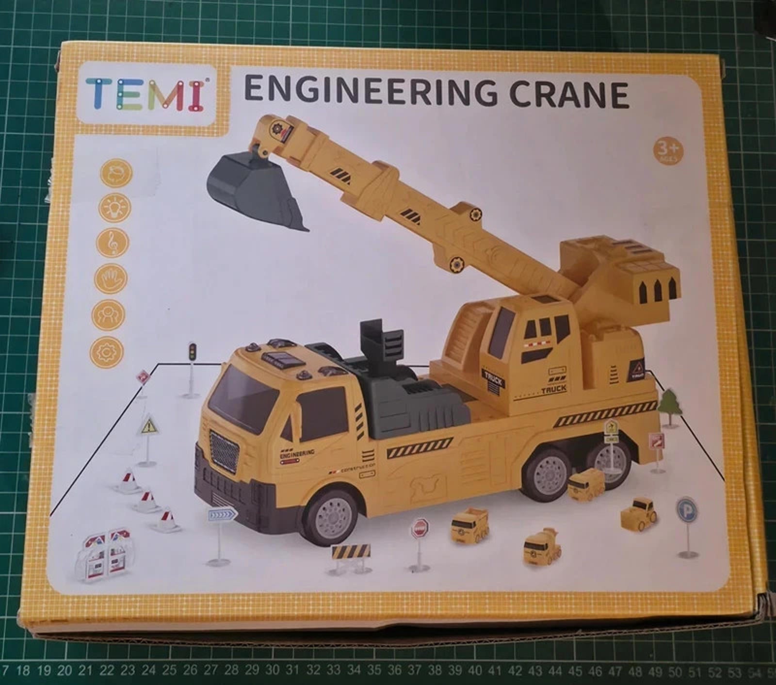 TEMI 2-in-1 Kids Construction Crane & Car Track Playset – Ages 3–7