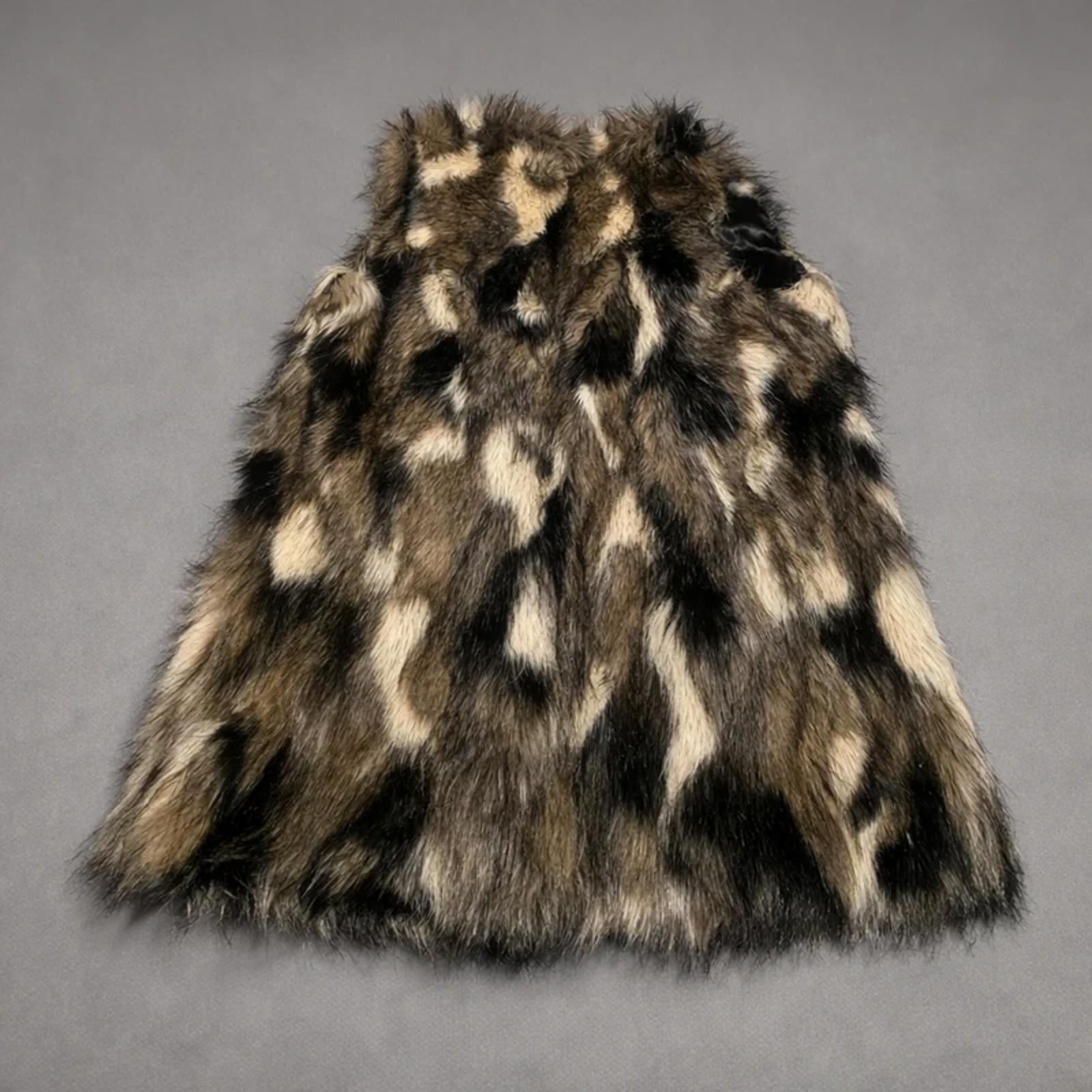 Womens Faux Fur Gilet Size 16 Papaya Brown Black Sleeveless Vest Coat