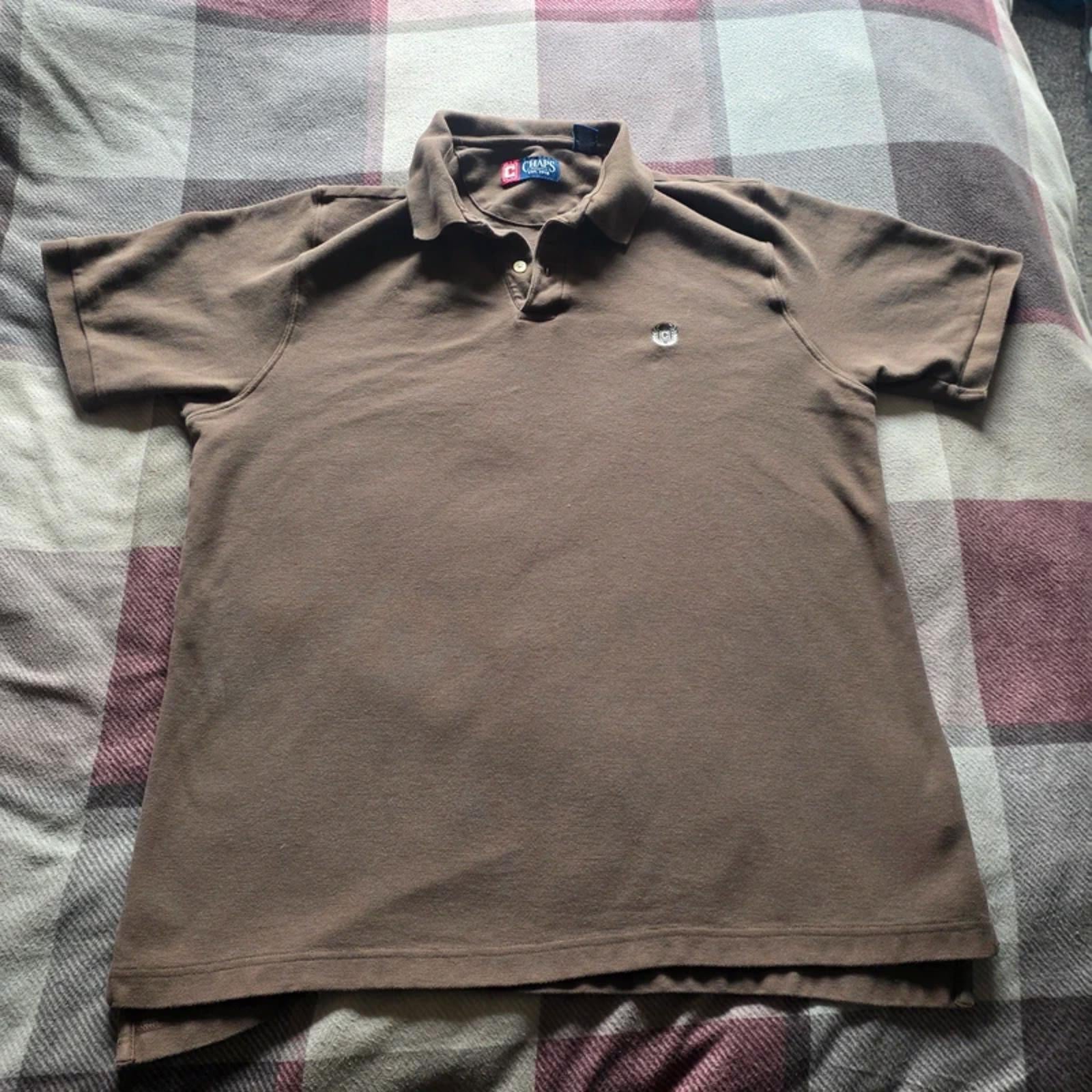 Chaps Ralph Lauren Polo Shirt XL Brown Cotton Classic Logo Short Sleeve Mens