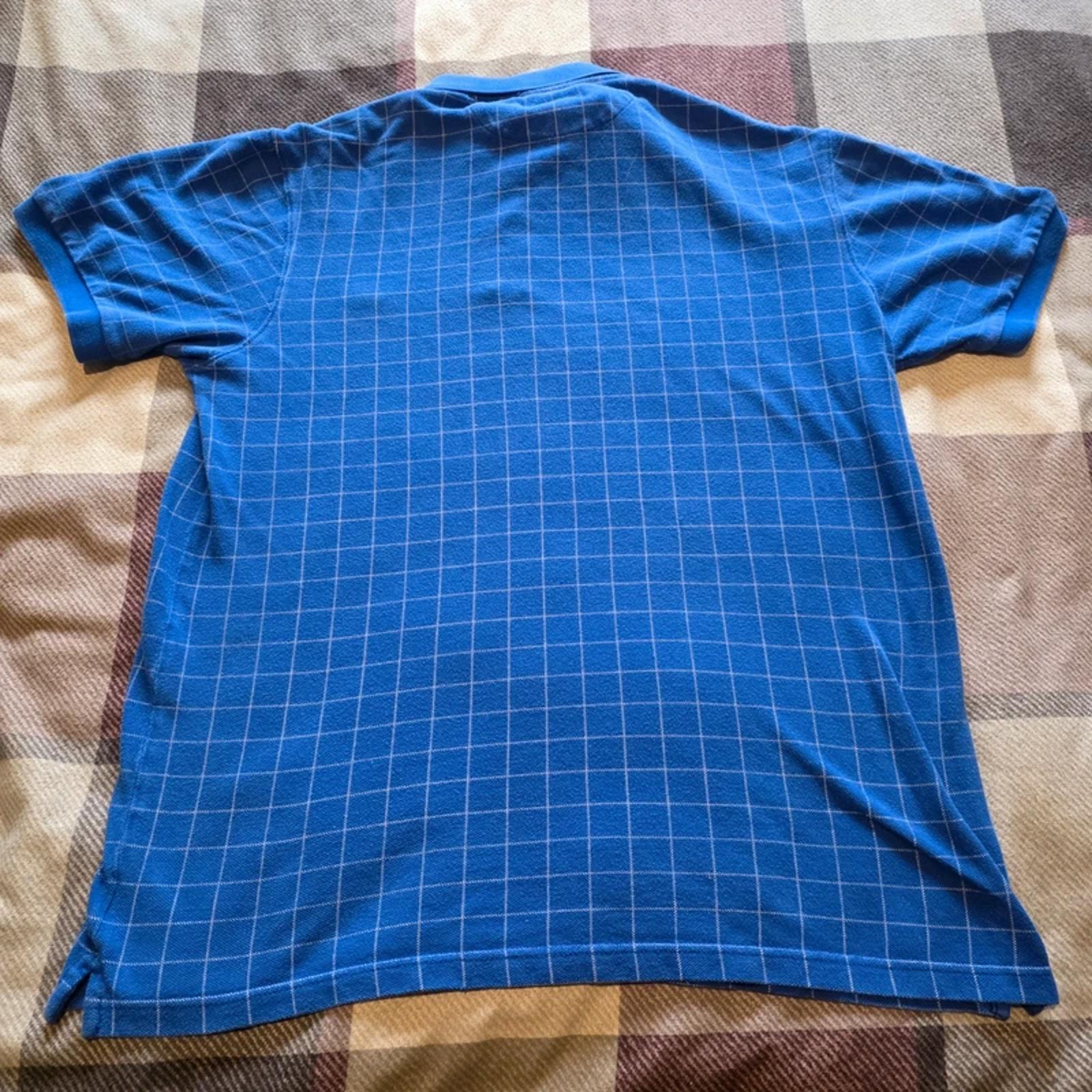 Chaps Ralph Lauren Polo Shirt Mens L Blue Check Short Sleeve Cotton Logo Casual